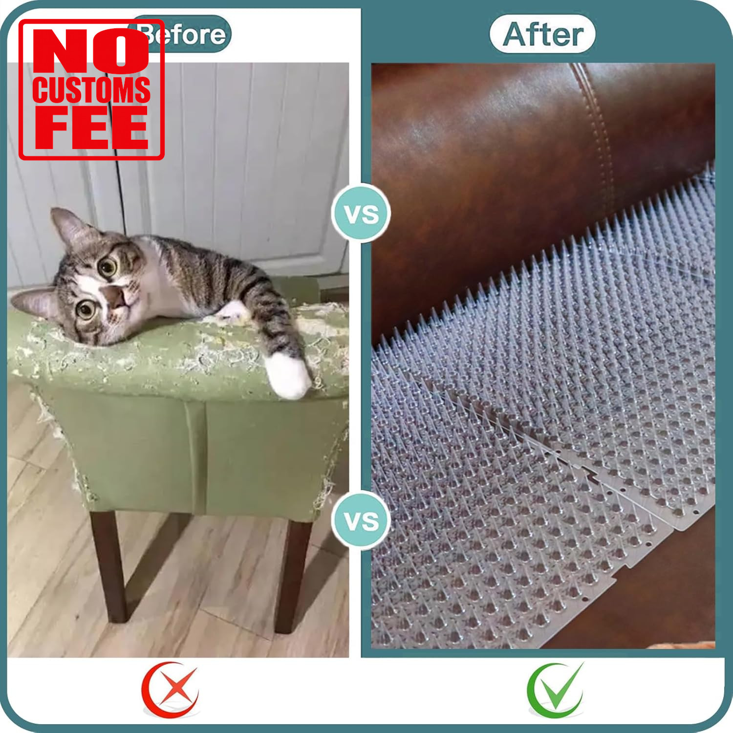8 Pack Cat Deterrent Outdoor/Indoor Scat Mat, Pet Deterrent Training Mats, Keep