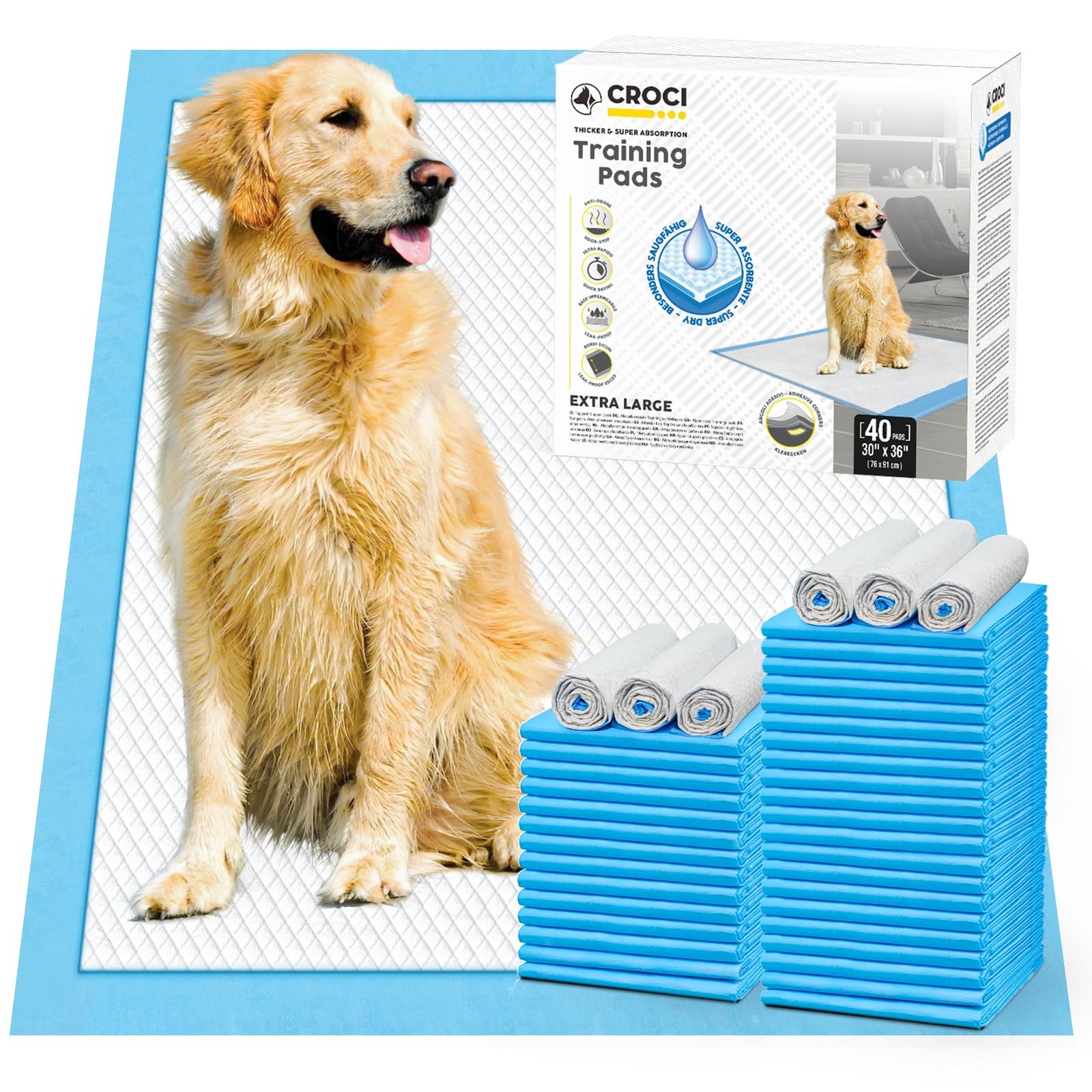 CROCI XXL 30×36 Thicker Heavy Absorbency Pee Pads for Dogs, Dog Training Pads Ab
