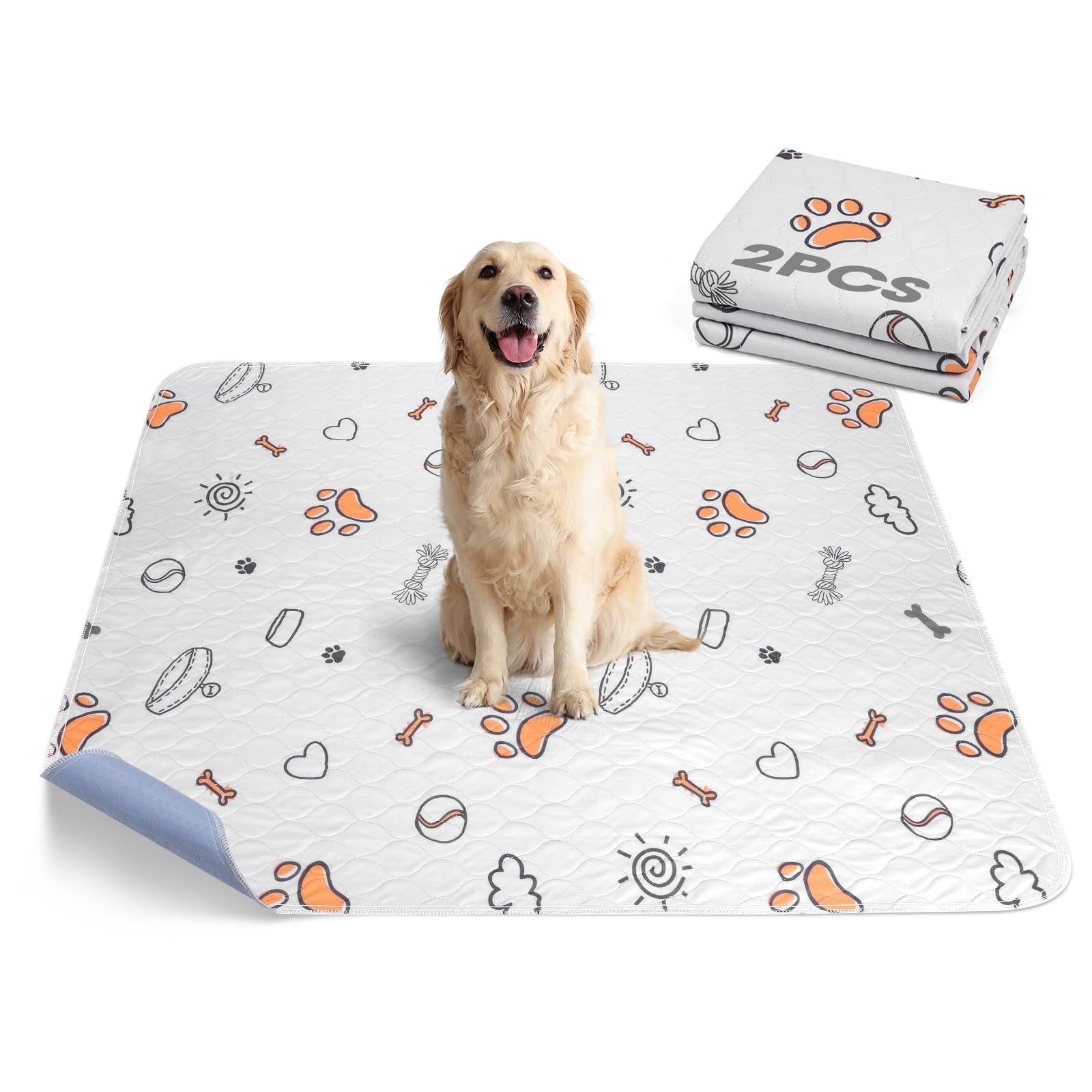 Washable Pee Pads for Dogs, 2 Pack Large 36″x41″ Super Absorbent Reusable Dog…