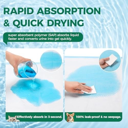 50 Count Extra Large Dog Pee Pads 28″ x 34″ – Super Absorbent Leak-Proof Puppy T