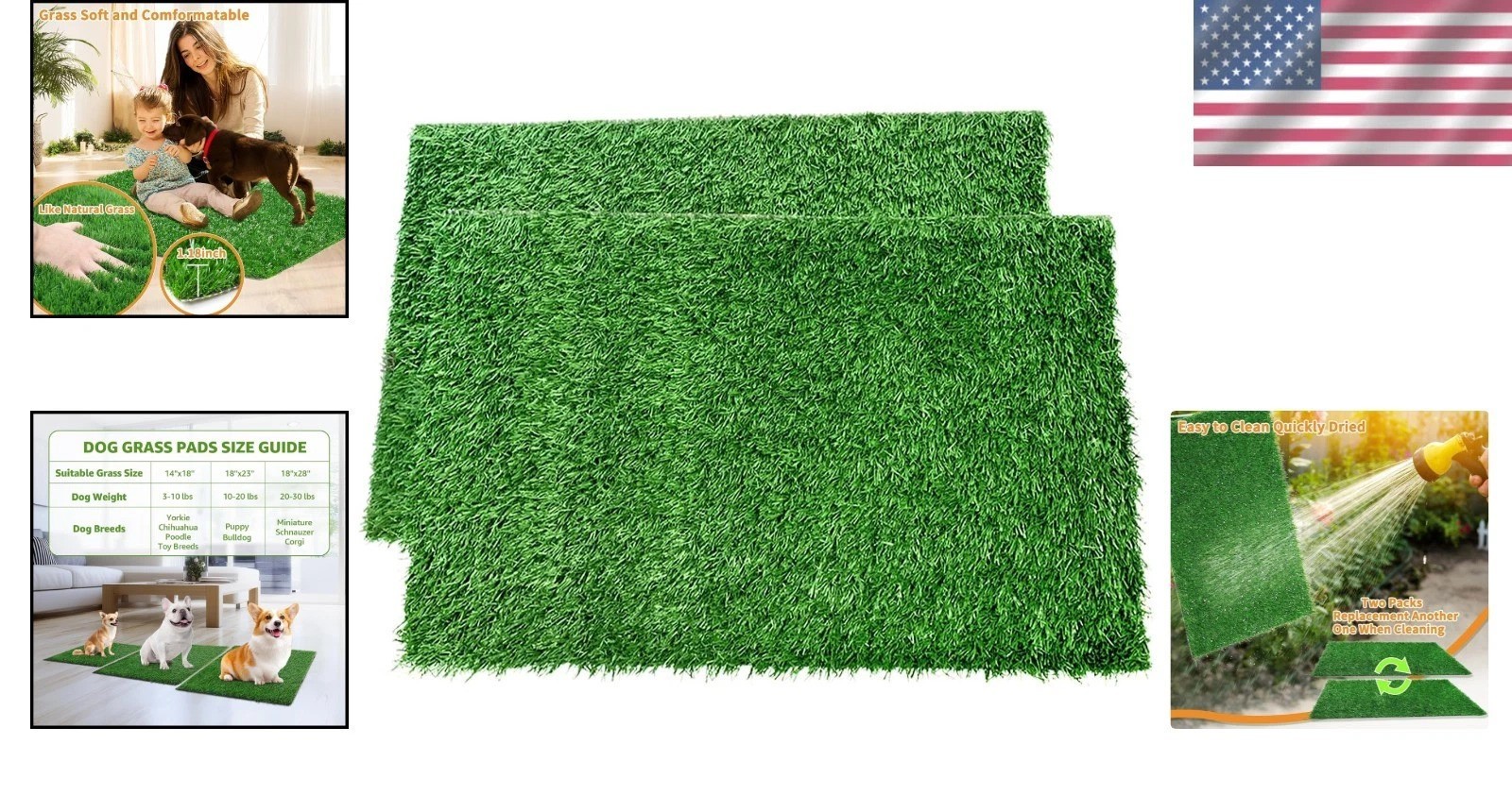 Dog Grass Pee Pads 2 Pack – Artificial Grass for Potty Tray