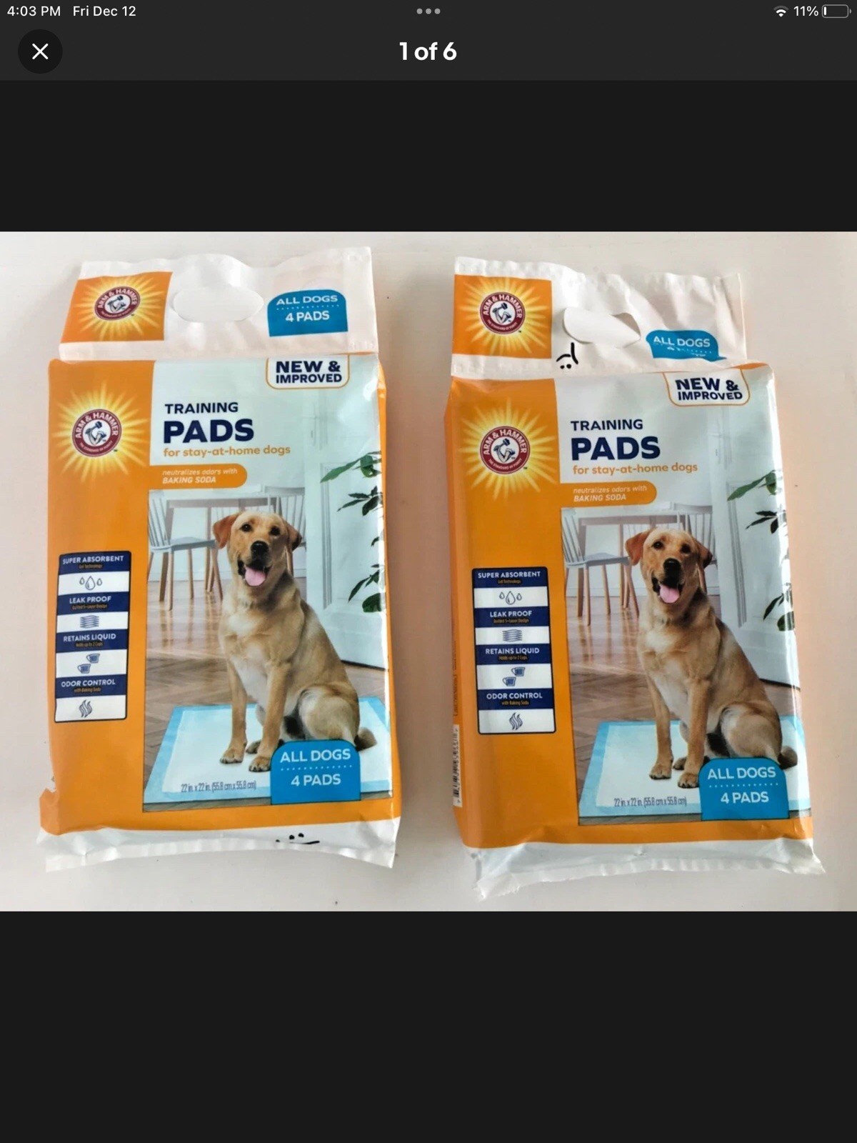 🔥🔥Arm & Hammer Training Pads For Dogs (2 packs of 4, 8 pads total) 22in X 22in
