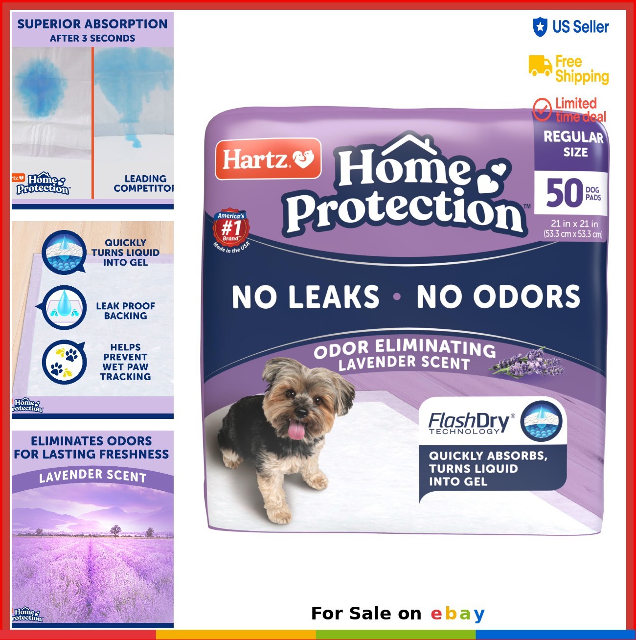 Dog Pads 21 x 21 Inch Super Absorbent Odor Eliminating Lavender Scented No