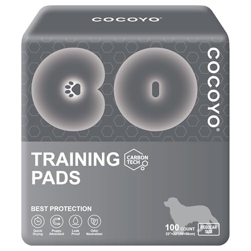 COCOYO Charcoal Dog Training Pads 100 Count 22×22 Leak Proof Odor Control Gray