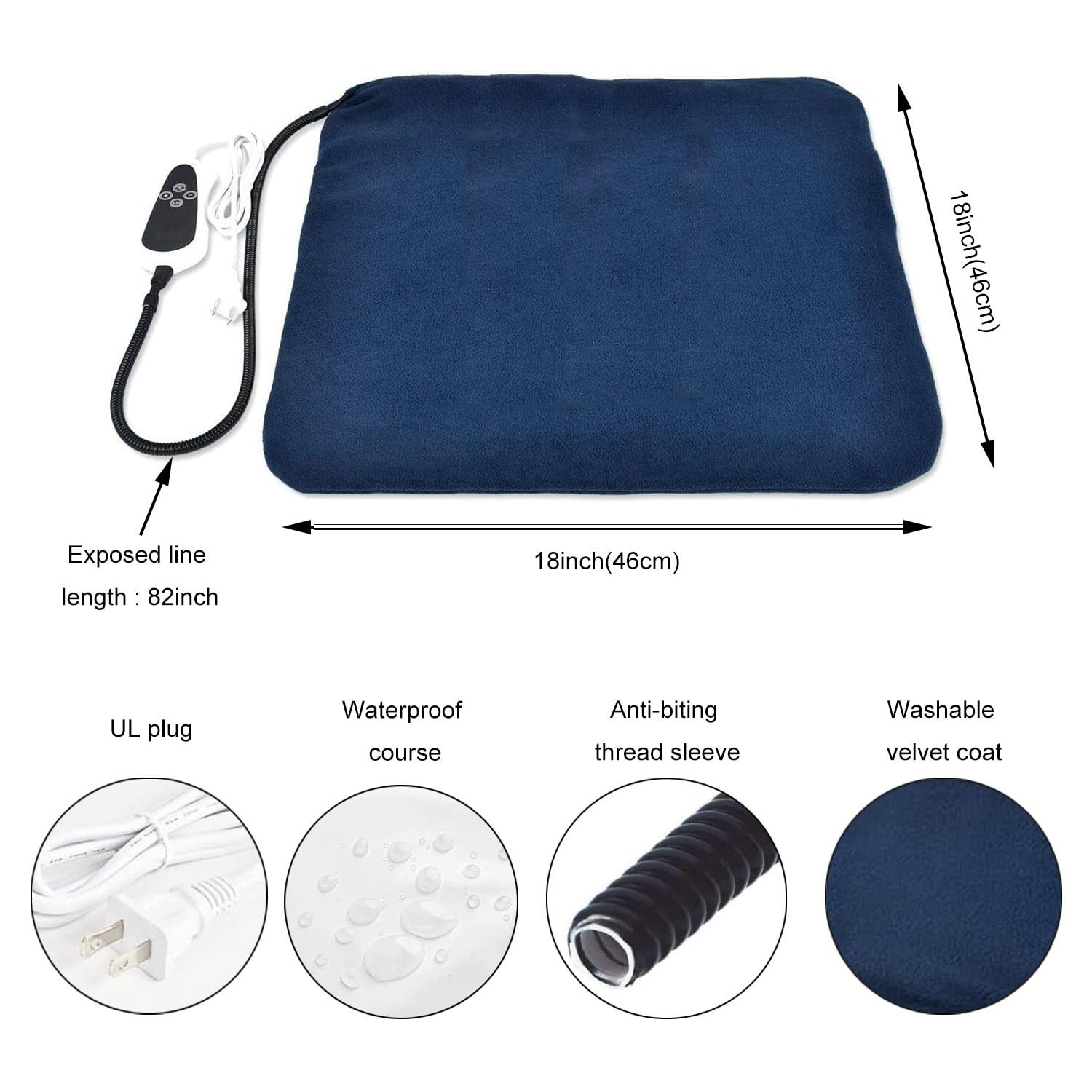 Pet cat and Dog pad 30W, Size M: 18 * 18 “,Waterproof, Constant Temperature H…
