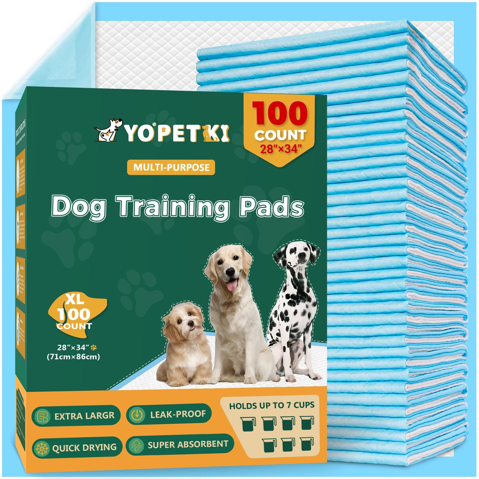 100 Count Dog Pee Pads Extra Large 28″x34″, Super Absorbent XLarge 100 Pack P…