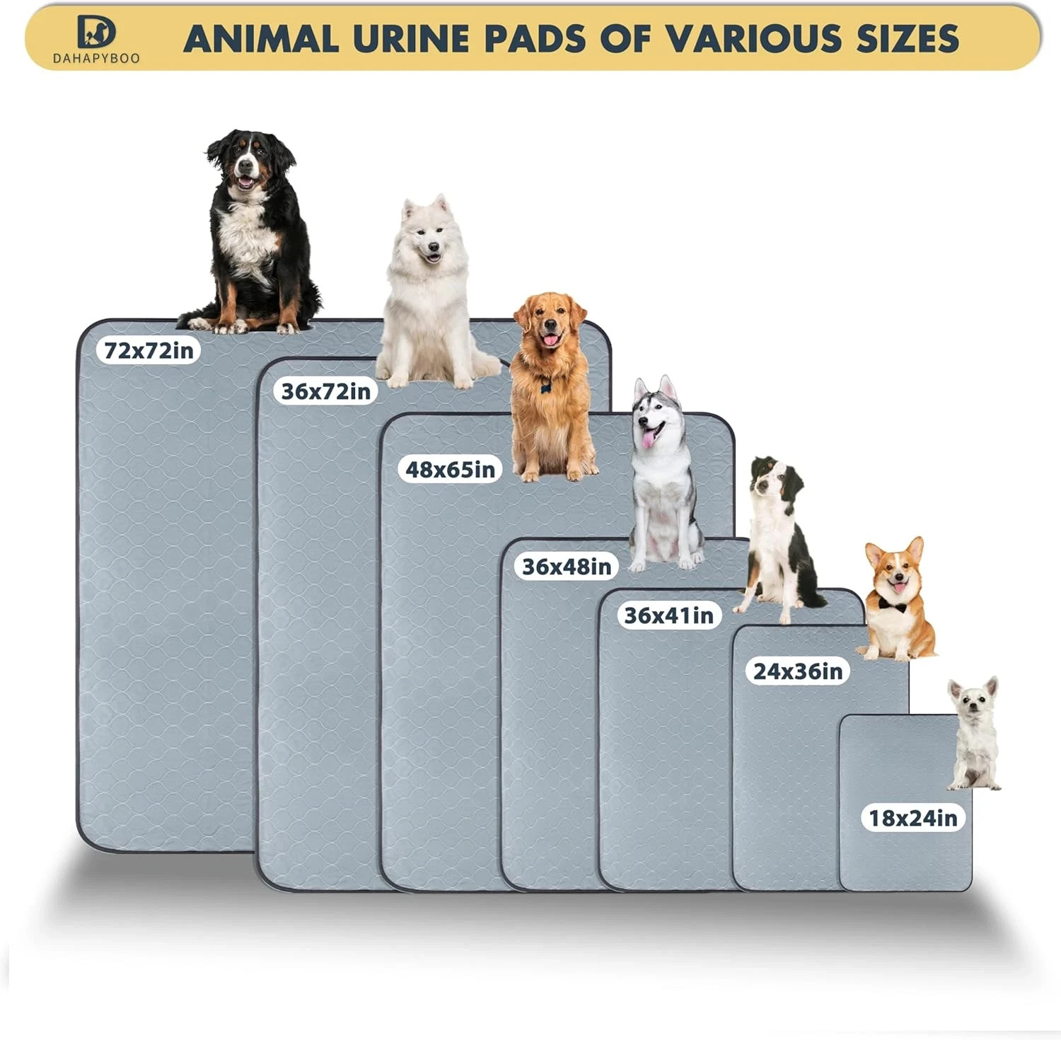 Washable Pee Pads for Dogs,4 Pack Reusable Puppy Pads for Dogs,18X24 Non-Slip Wa