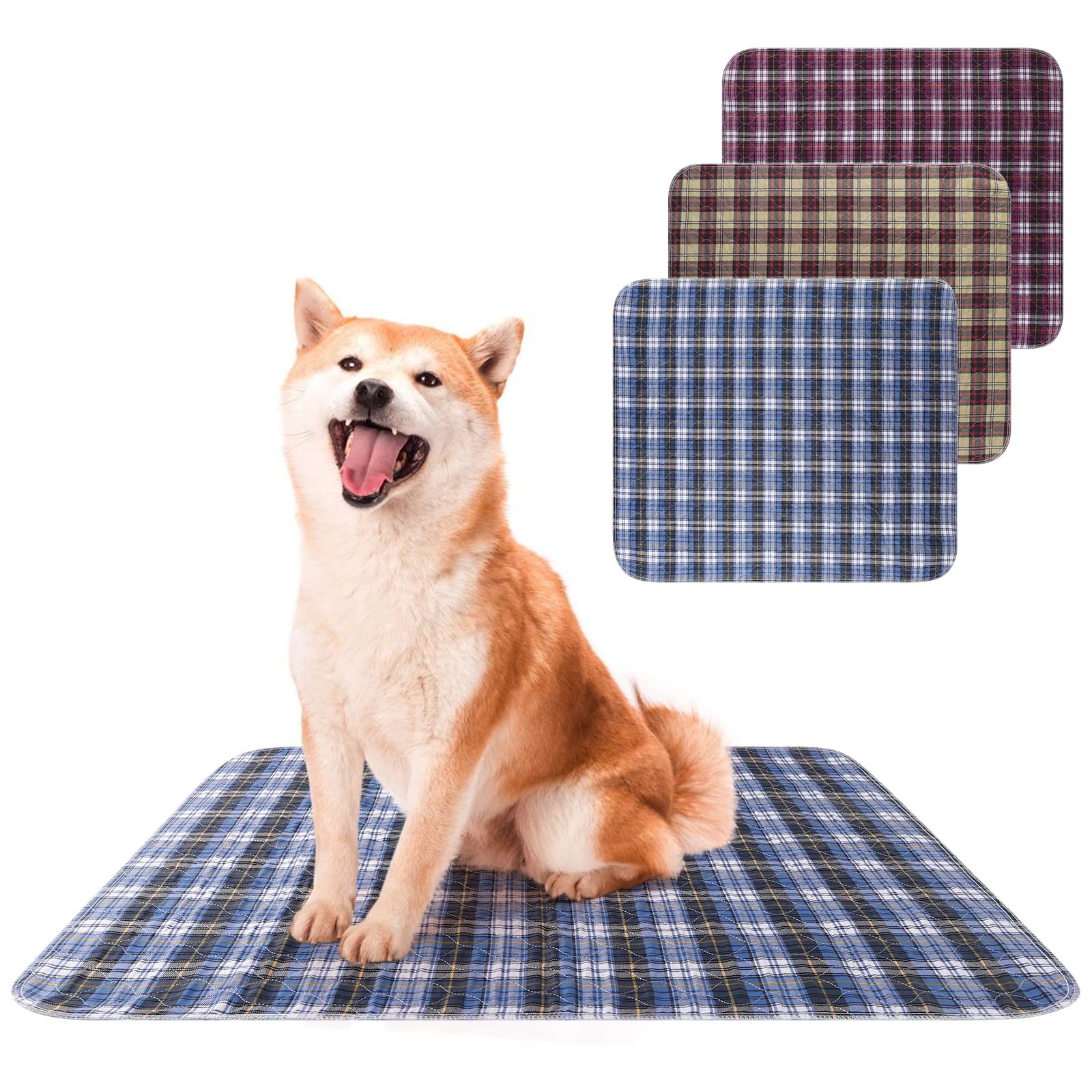 KOOLTAIL Washable Pee Pads for Dogs Waterproof & NonSlip Plaid Puppy Potty T…