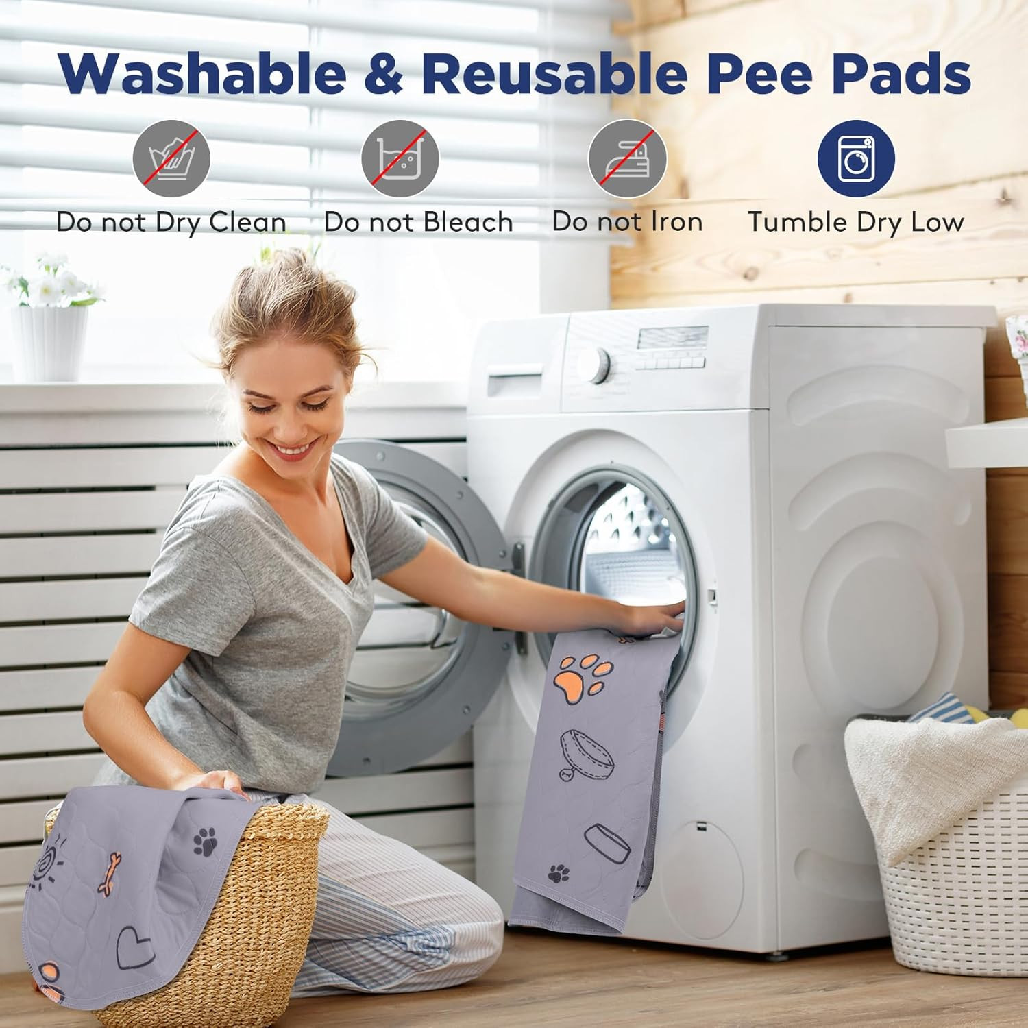 Washable Pee Pads for Dogs, Super Absorbent, 2 Pack 34″X36″ Purple | Reusable Pu