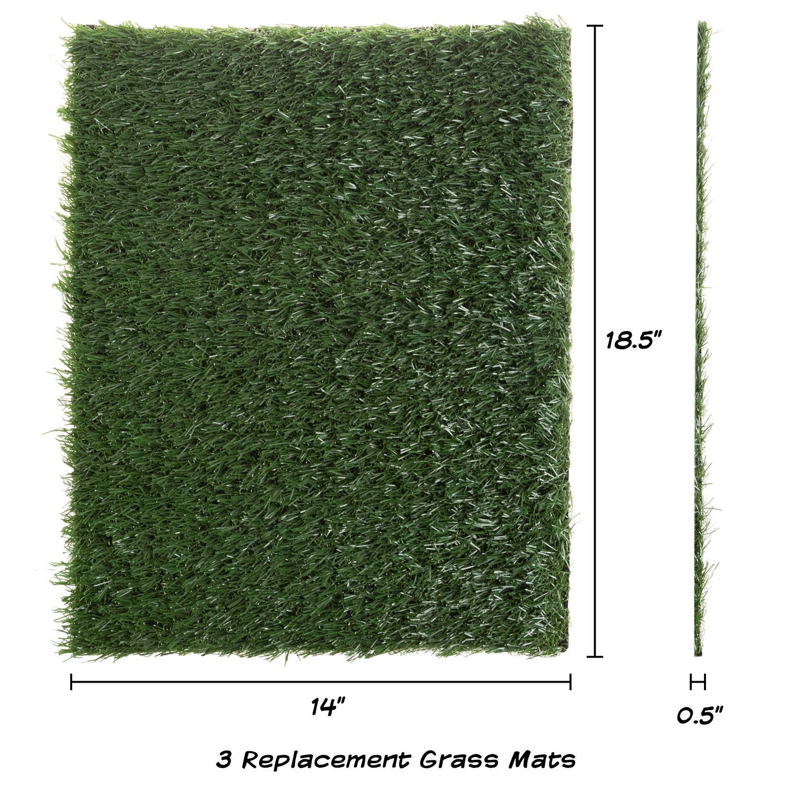 Set of 3 Green Artificial Grass Puppy Pads Reusable Pet Training Pads