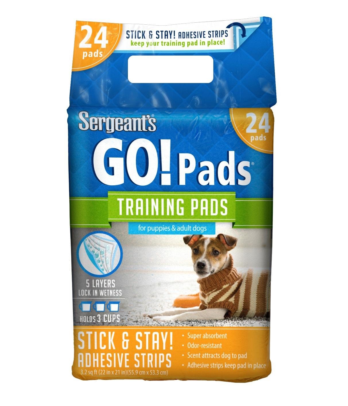 Sergeant’s Pet Go Pads Doggie Training Pads 24-Count Disposable Polymer