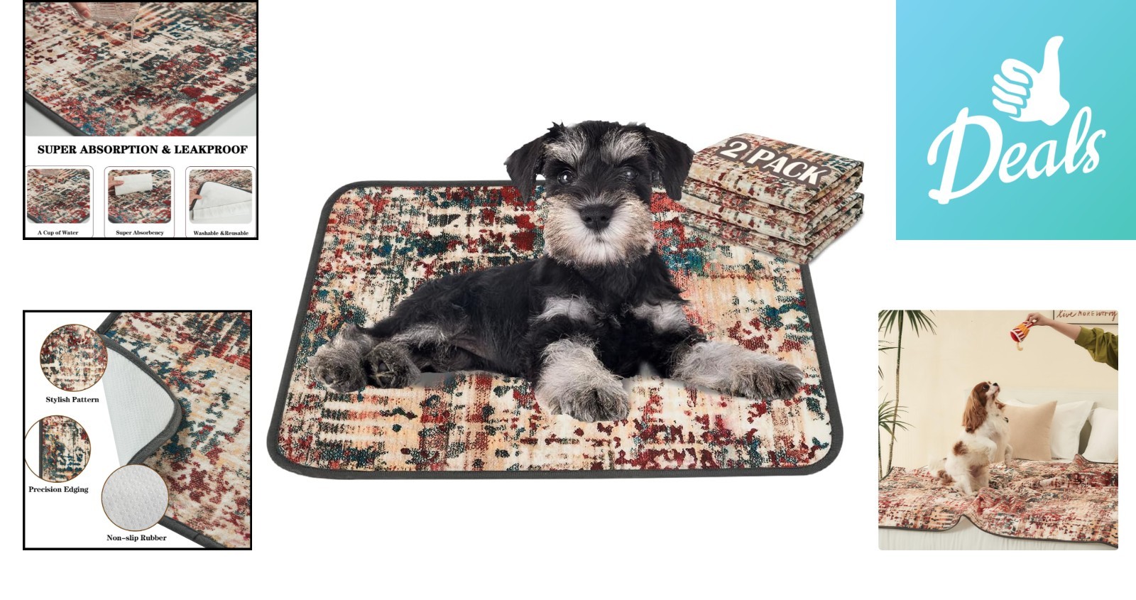 Eco-Friendly Leakproof Dog Pee Pads – Non-Slip, 2 Pack, 18×24