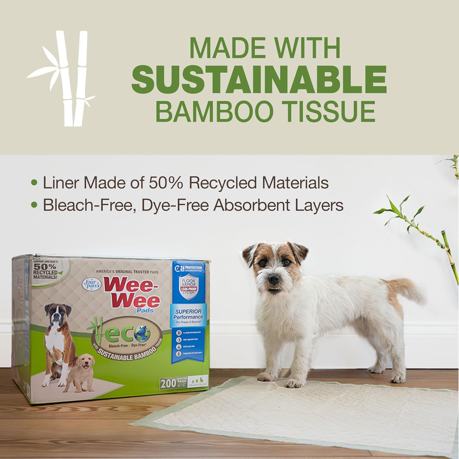 Four Paws Wee-Wee Superior Performance Bamboo Pee Pads for Dogs, Earth Friendly