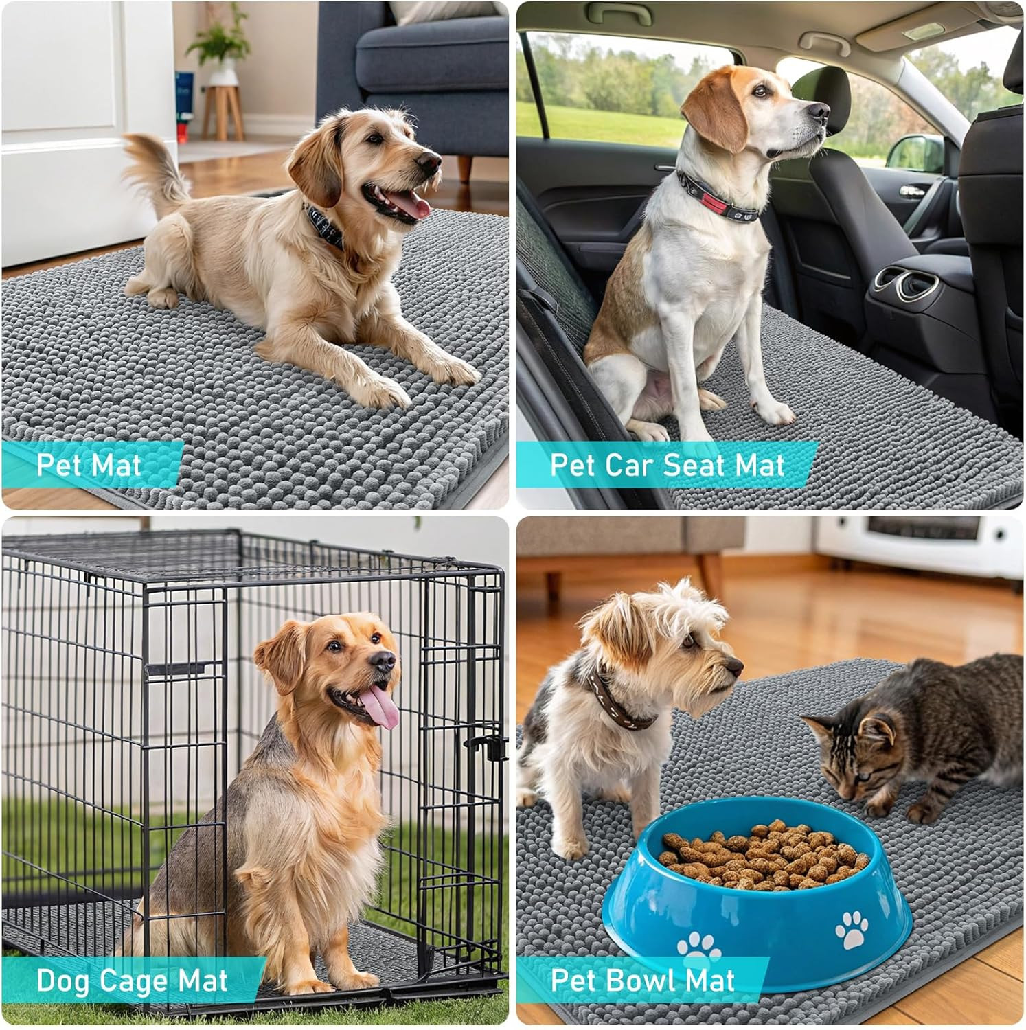 Dog Door Mat for Muddy Paws 36X24 Absorbs Moisture and Dirt Absorbent Non Slip