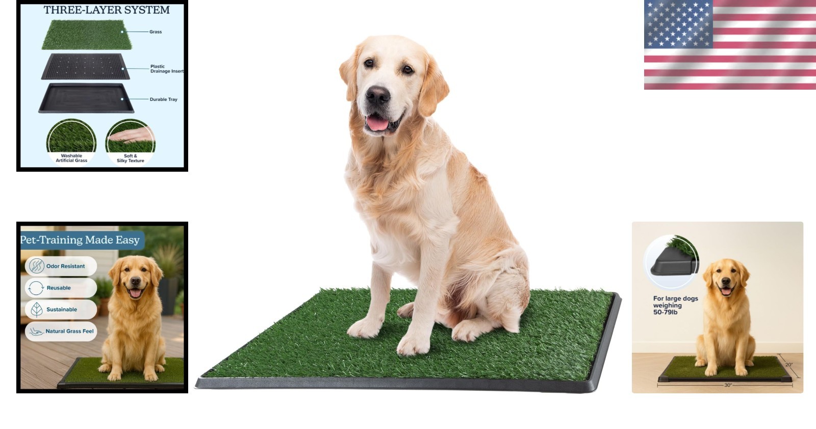 Artificial Grass Puppy Pee Pad 20×30″ – Eco-Friendly 3-Layer Dog Potty Pad