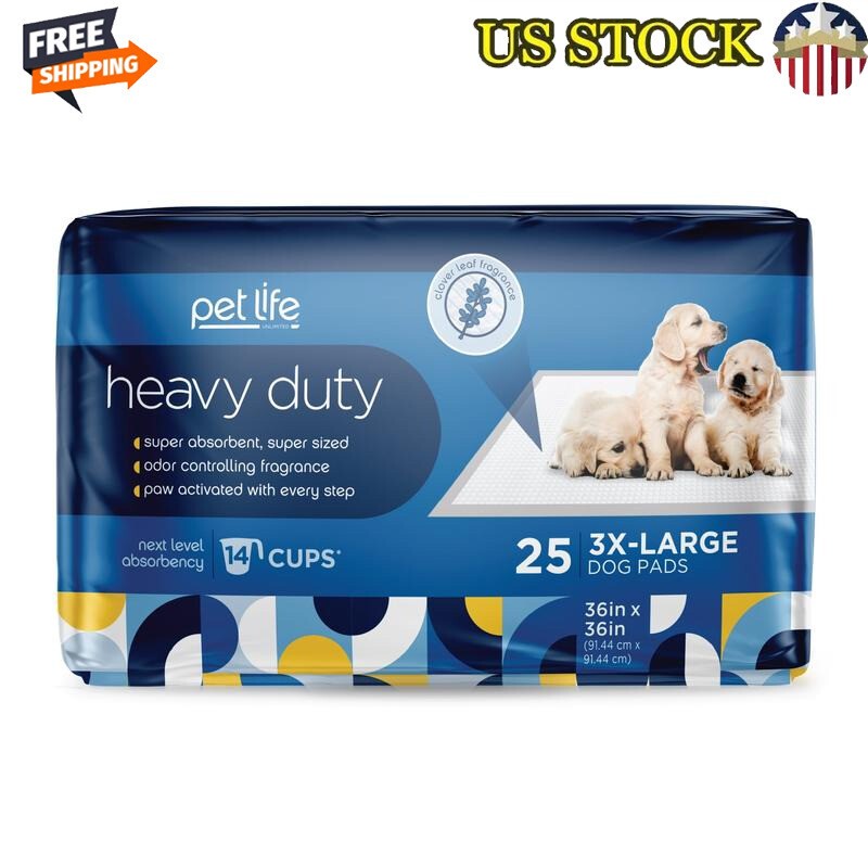 3XL 25-Count Dog Pads Heavy Duty Puppy Training Pads Destroying Odors 36″ x 36″