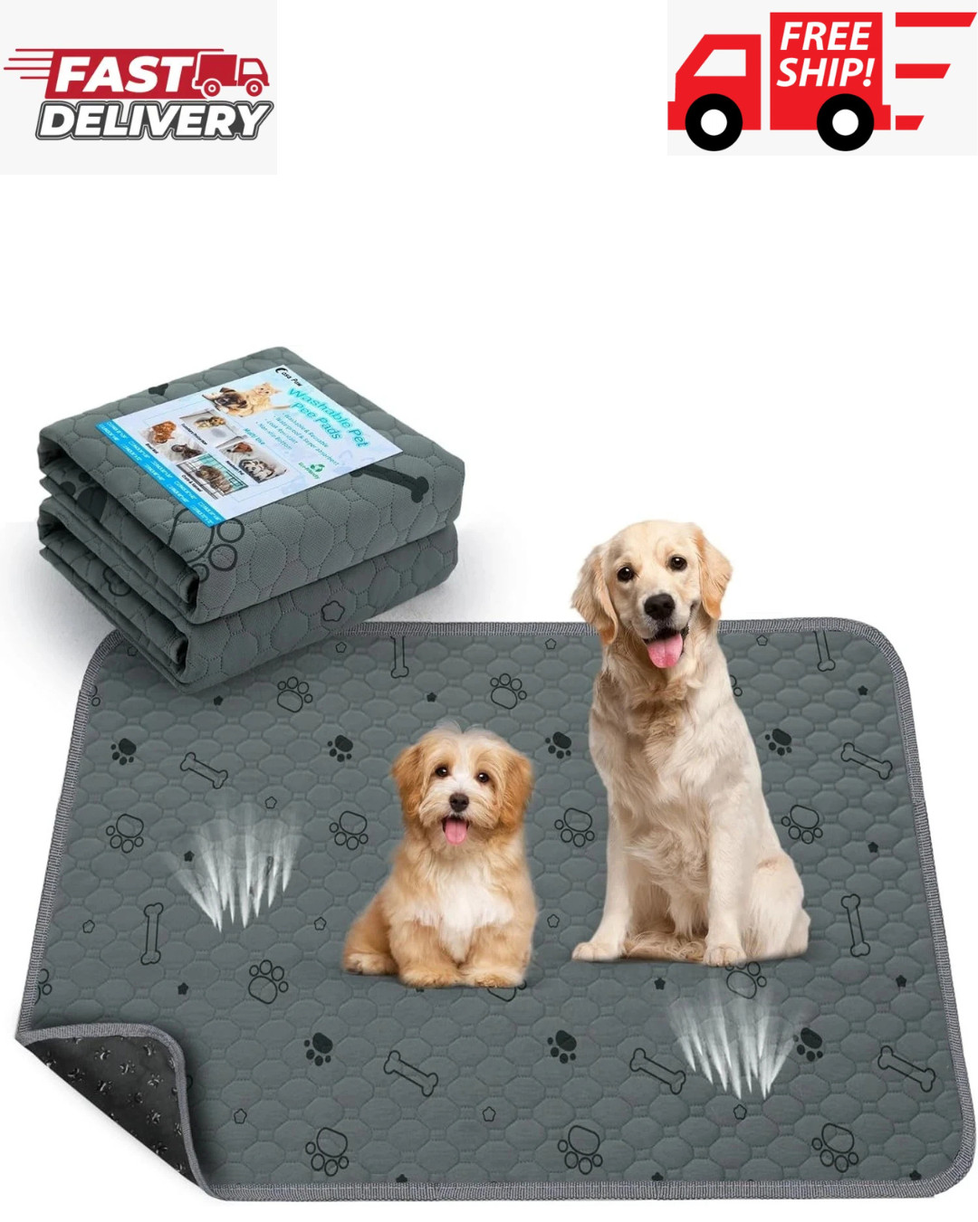Super Absorbent Washable Pee Pads for Dogs Large 34 x 36 2-Pack Puppy Pads