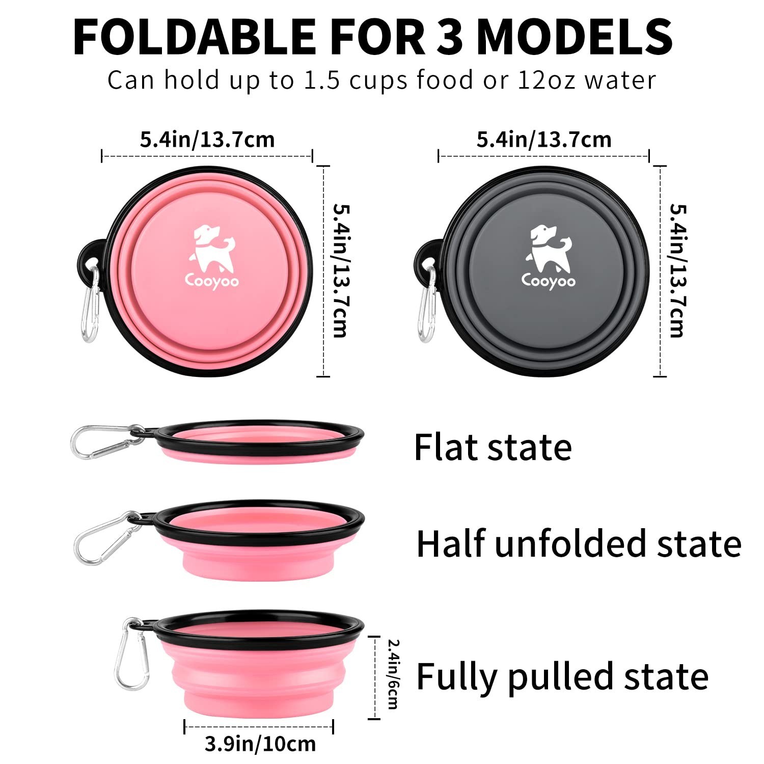 COOYOO Collapsible Dog Bowl,2 Pack Collapsible Dog Water Bowls for Cats Dogs,…