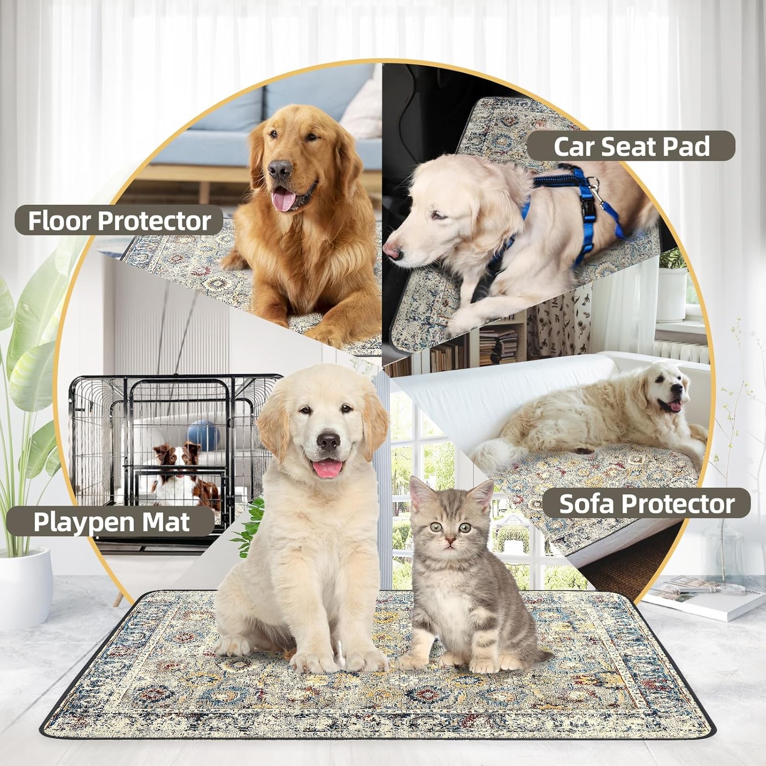 Washable Pee Pad for Dogs, 32″ x 24″ Reusable Puppy 24 x 32 (1 Pack), Vintage