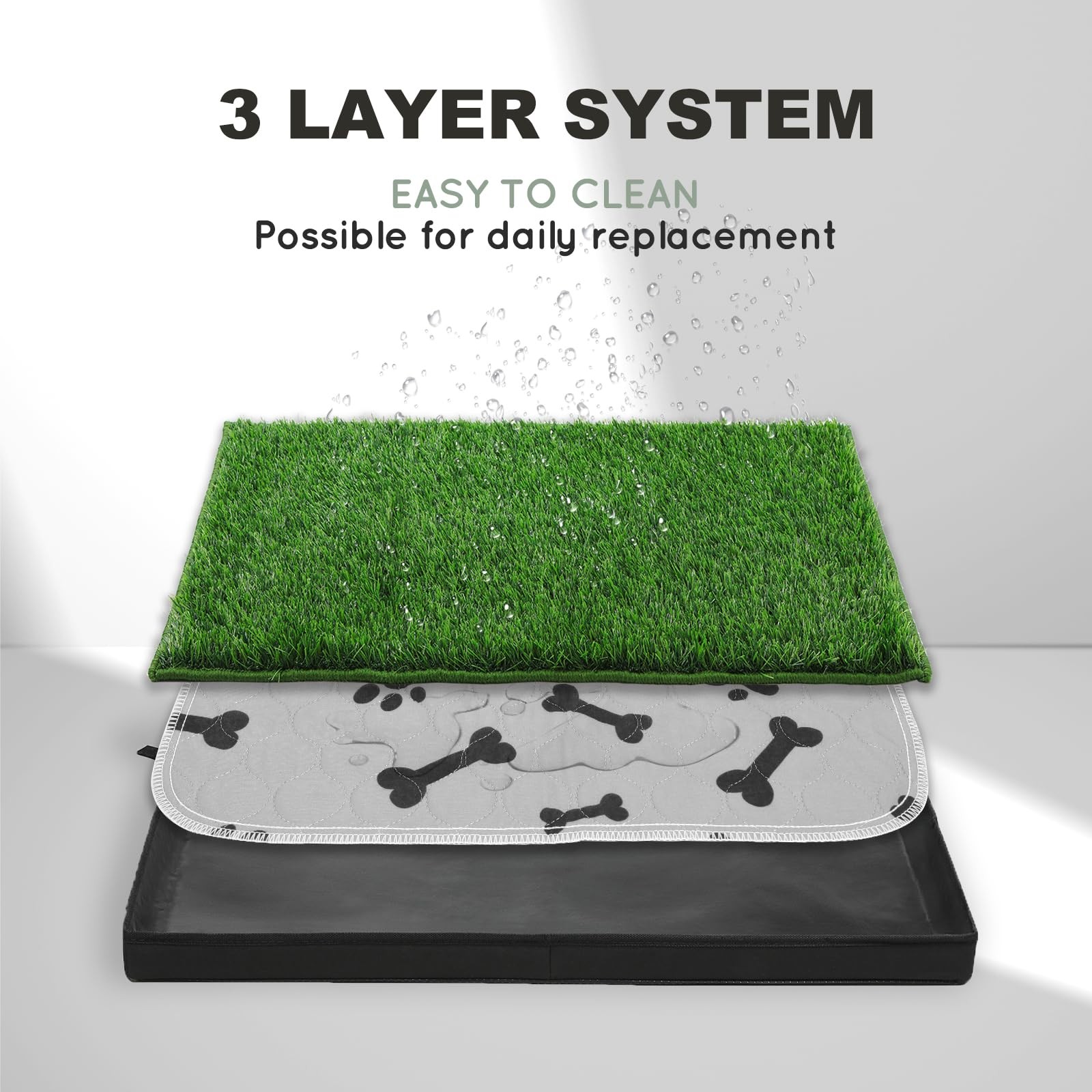 Dog Grass Pad with Foldable Dog Litter Box,Large Liner Base for Balcony，Ultra…