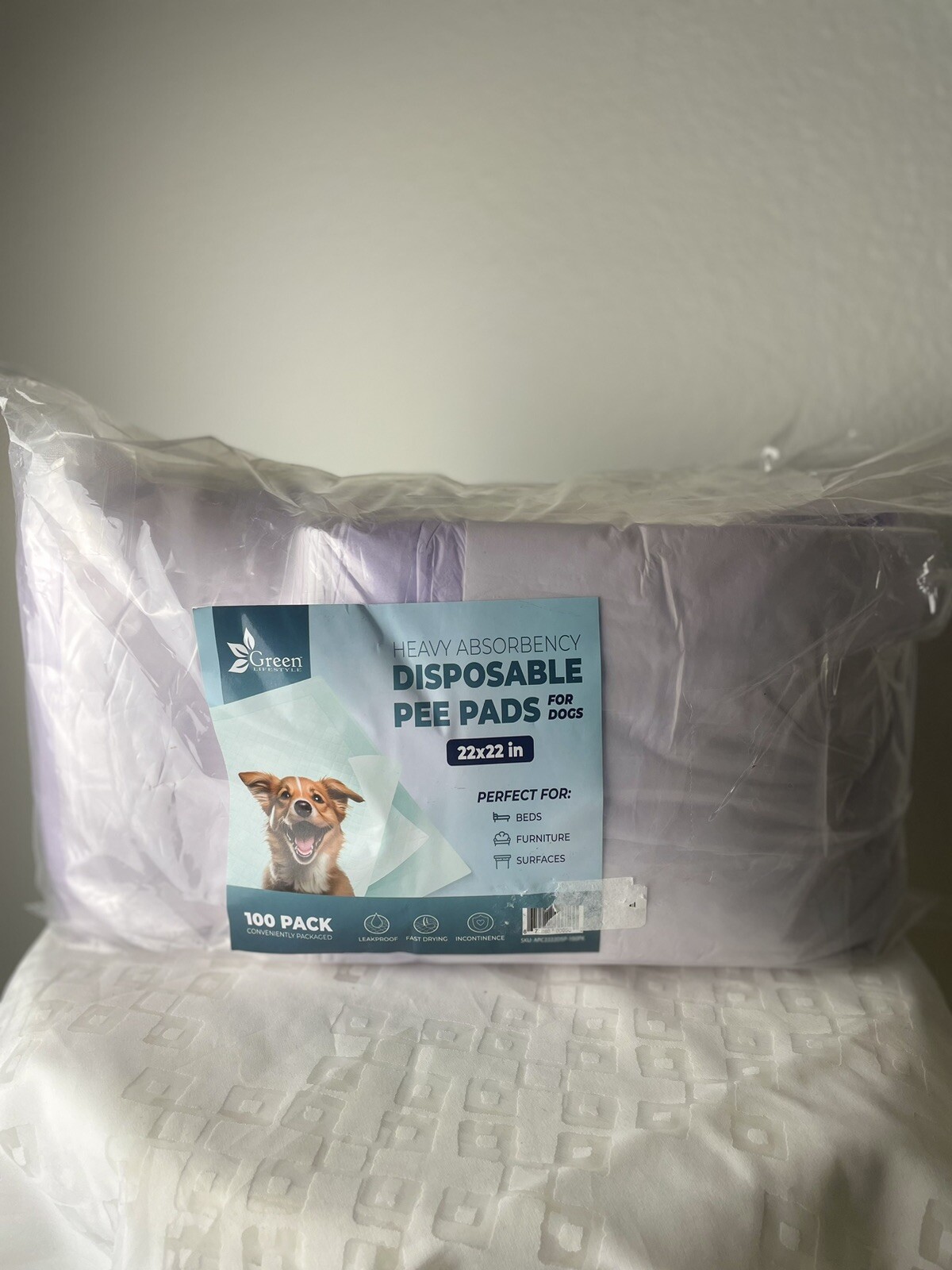 Green Lifestyle Heavy Absorbency Disposable Pee Pads 22X22 96 Count Leak Proof