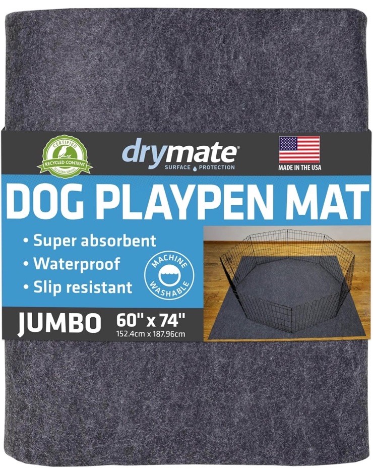 Drymate Jumbo Dog Playpen Mat 60” x 74” Waterproof Washable USA Made