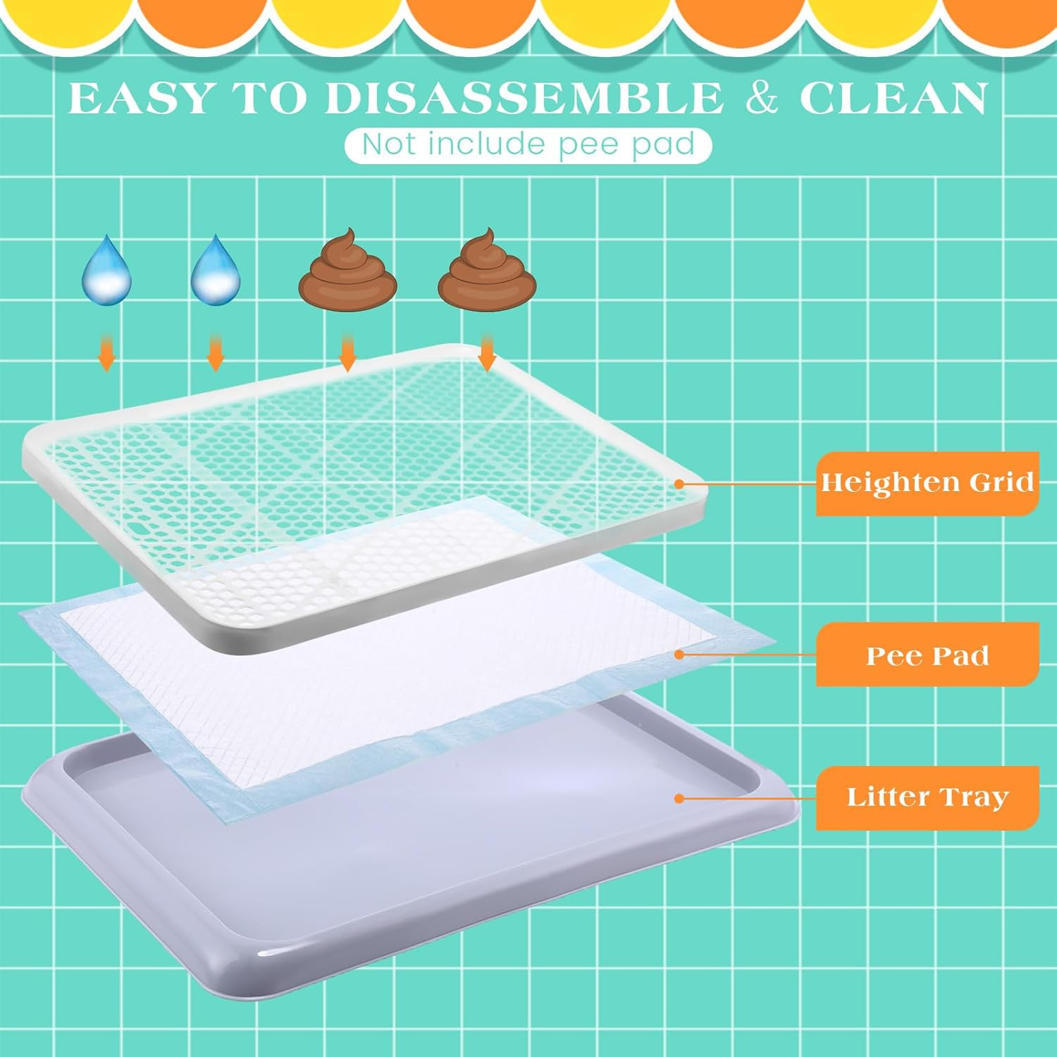 Dog Potty Tray Set – Portable Pee Pad Holder for Medium & Large Dogs, Gray