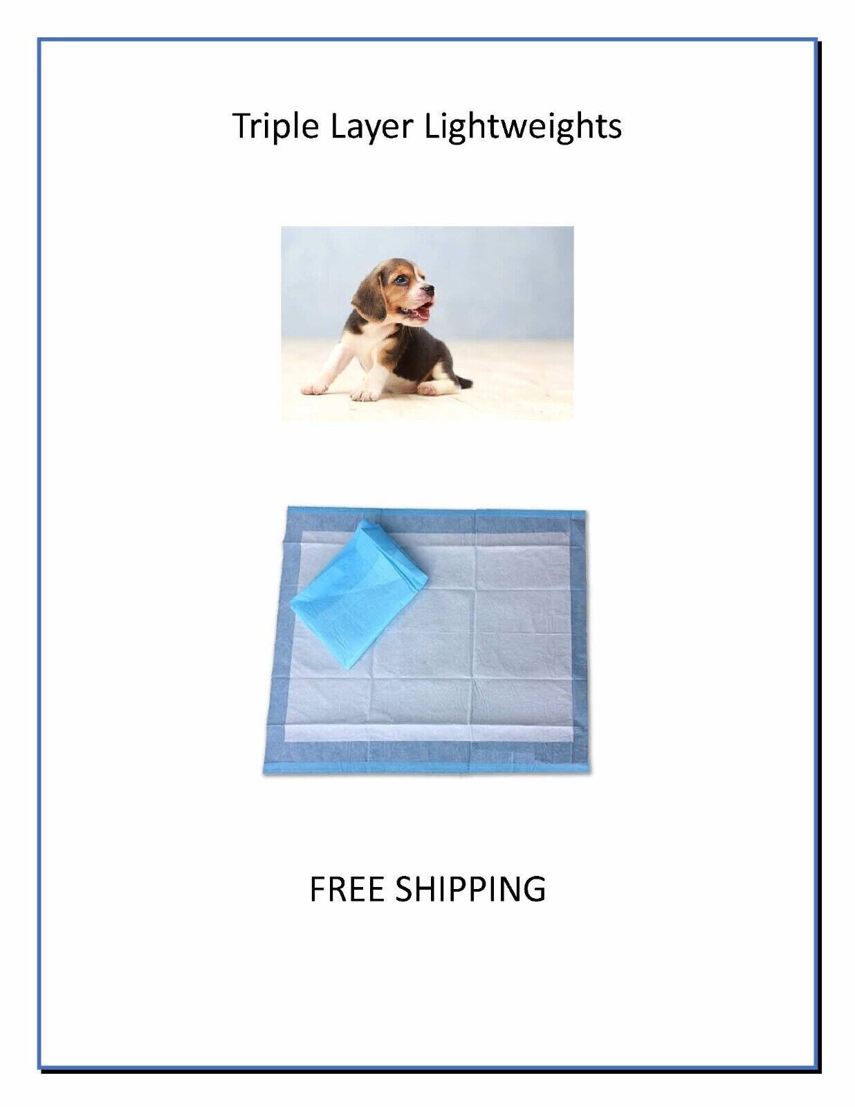 23×36″ Budget Puppy Pee Pads Lightweight Small Breeds upto 25lbs 3-Ply 1x Use