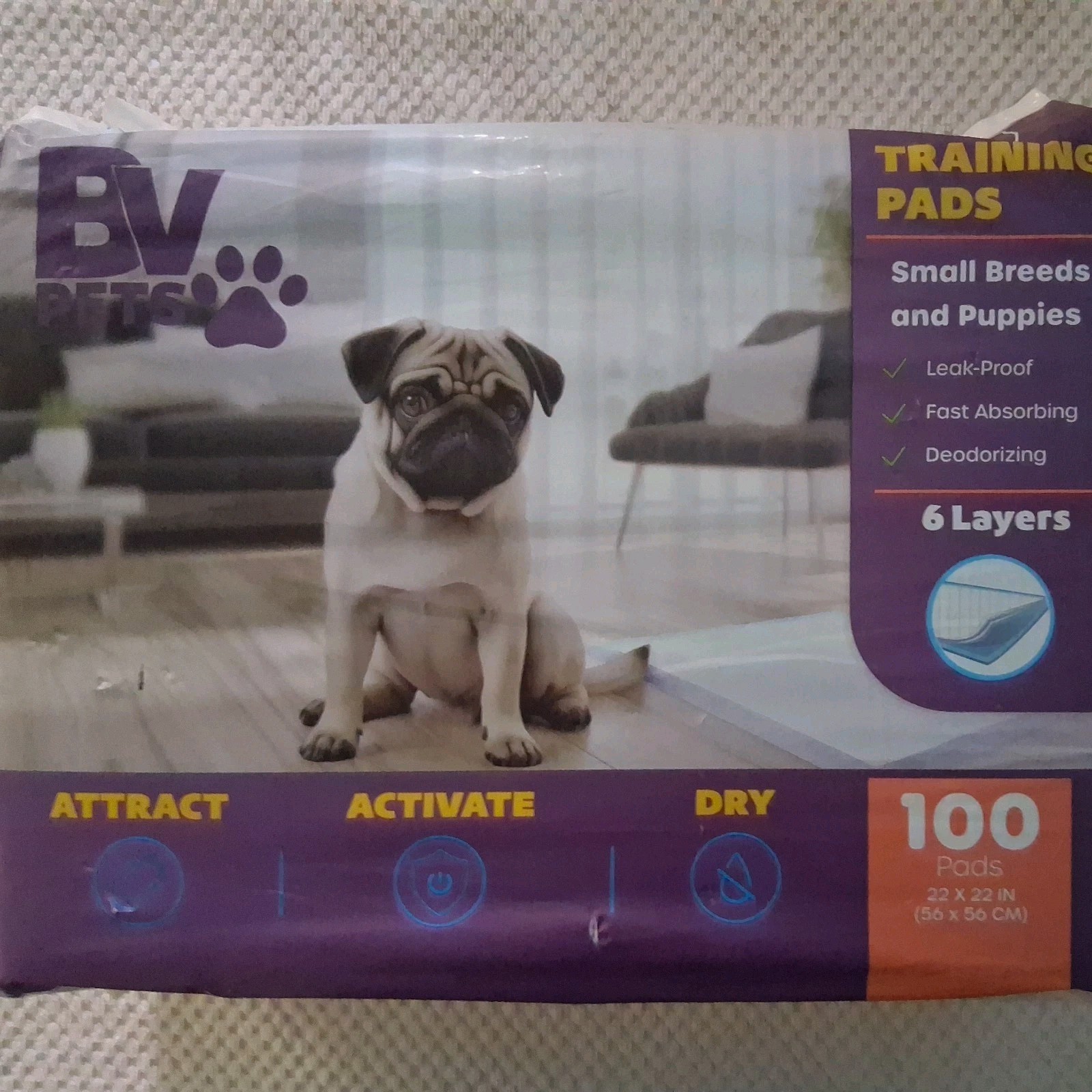 Puppy Pads Leak-Proof 100 Count 22″x 22″ | Pee Pads for Dogs Quick Absorb 6-L…