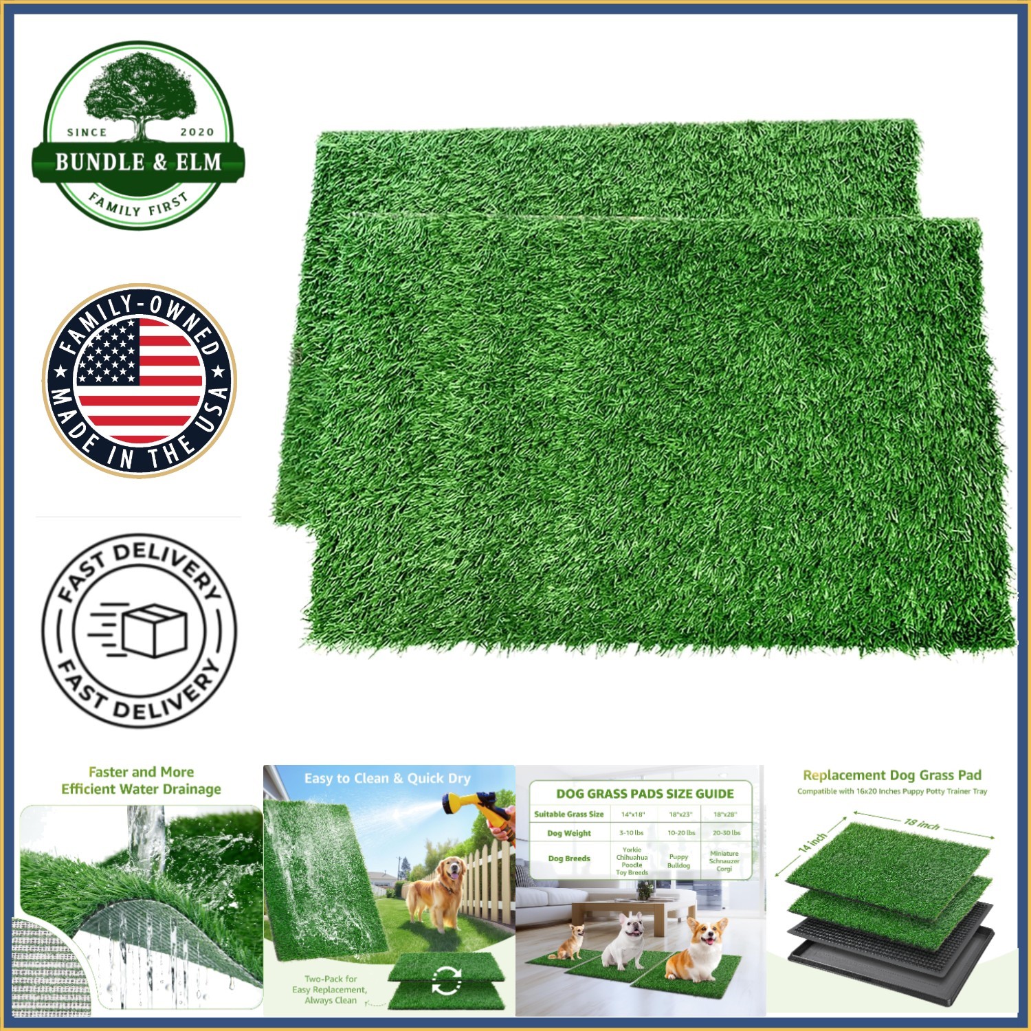Indoor Outdoor Dog Grass Pads for Potty Training 14 inches by 18 inches