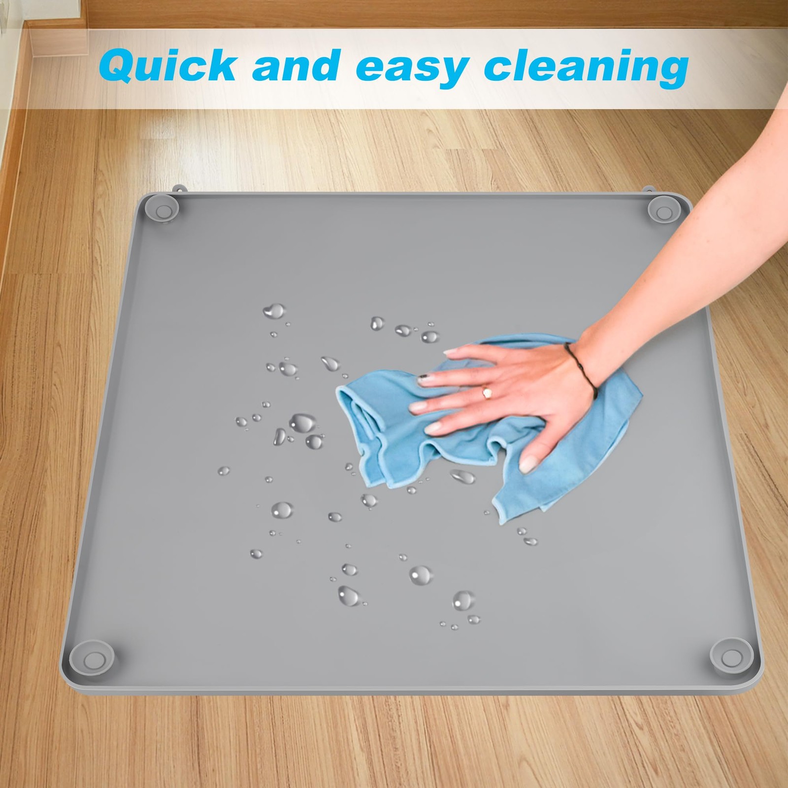 Silicone Dog Pee Pad Holder 24 x 24, No-Spill Raised Edge Potty Tray for grey