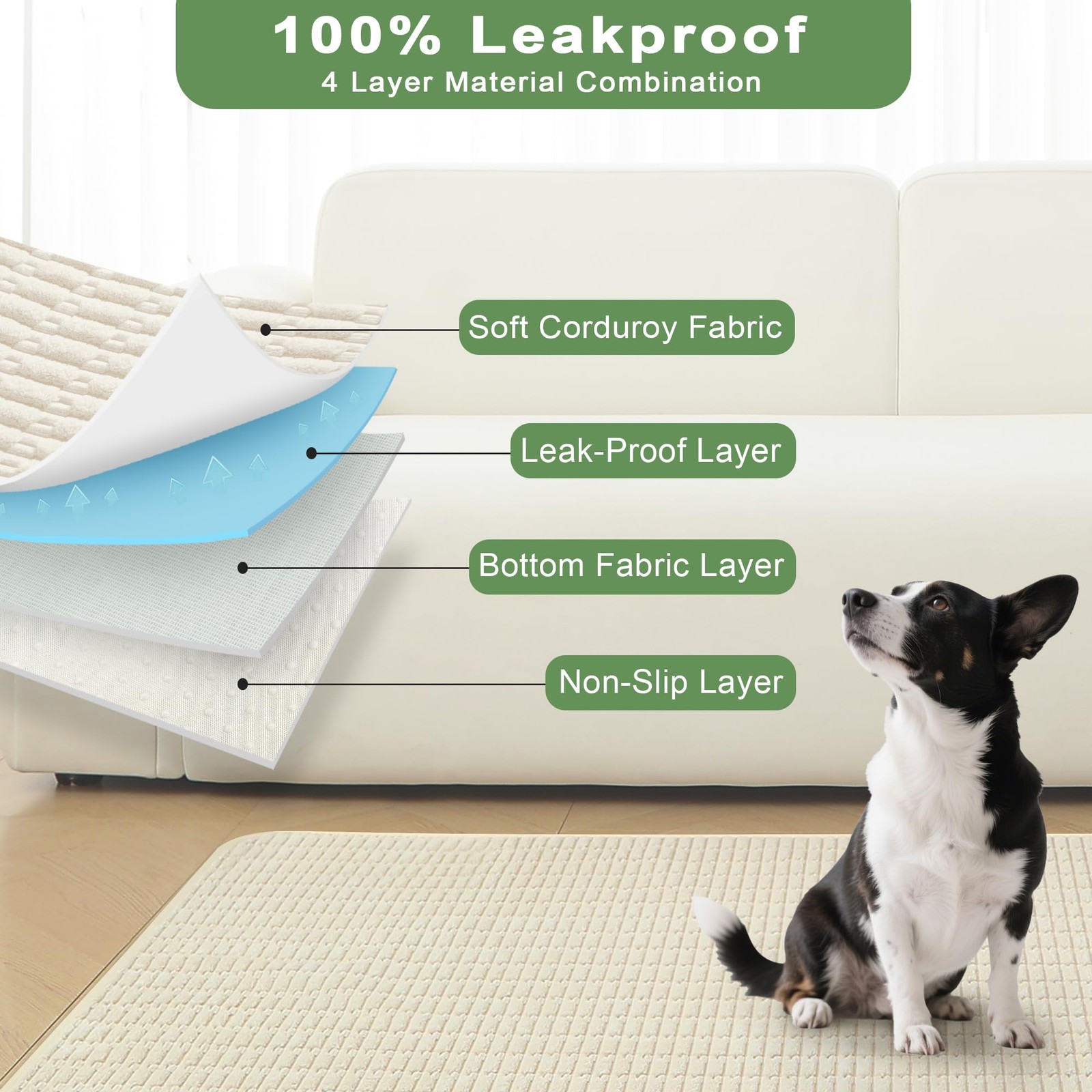 Washable Pee Pads for Dogs Reusable Puppy Pads Dog Pads Non-Slip Dog Pee Pa