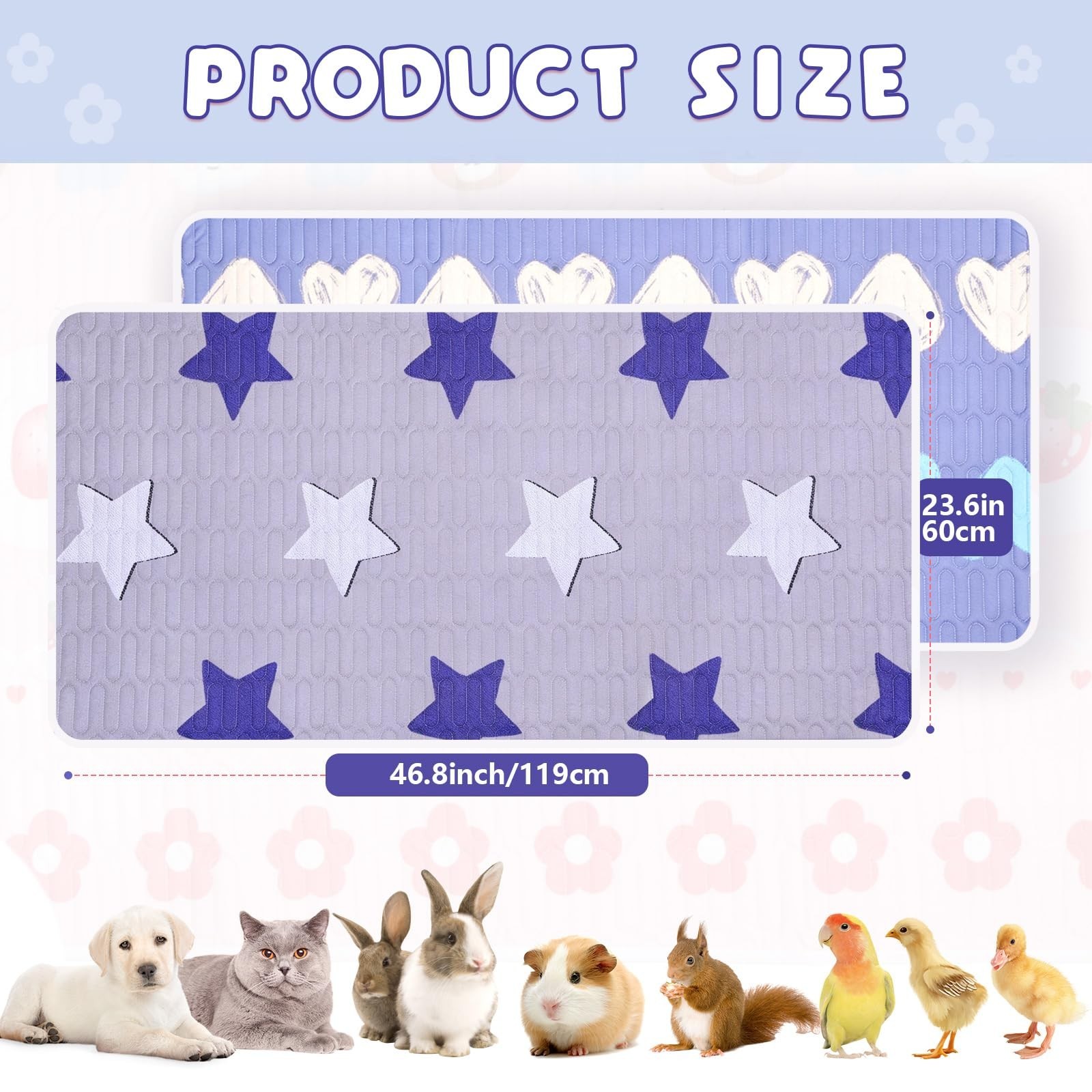 4 Pcs Guinea Pig Cage Liner, Washable Guinea Pig Bedding, Rabbit Bedding Wate…