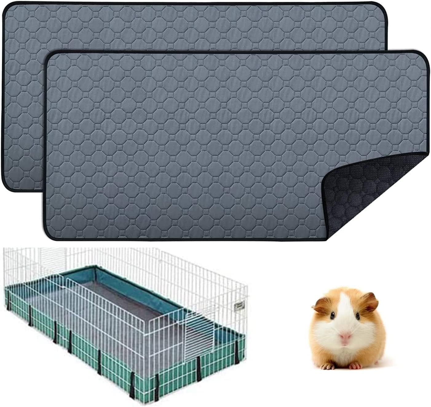 2 pcs Guinea Pig Cage Liners – Washable 24 47（2 pack）, Gray