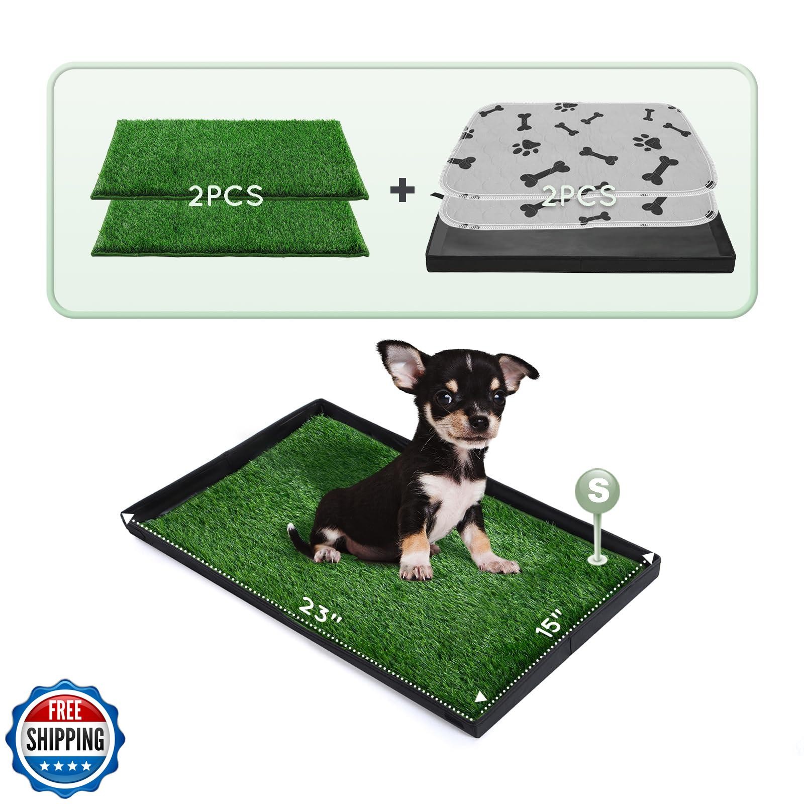 HQ4US 4LEGS Dog Grass Pad with Foldable Dog Litter Box,Small Liner Base for B