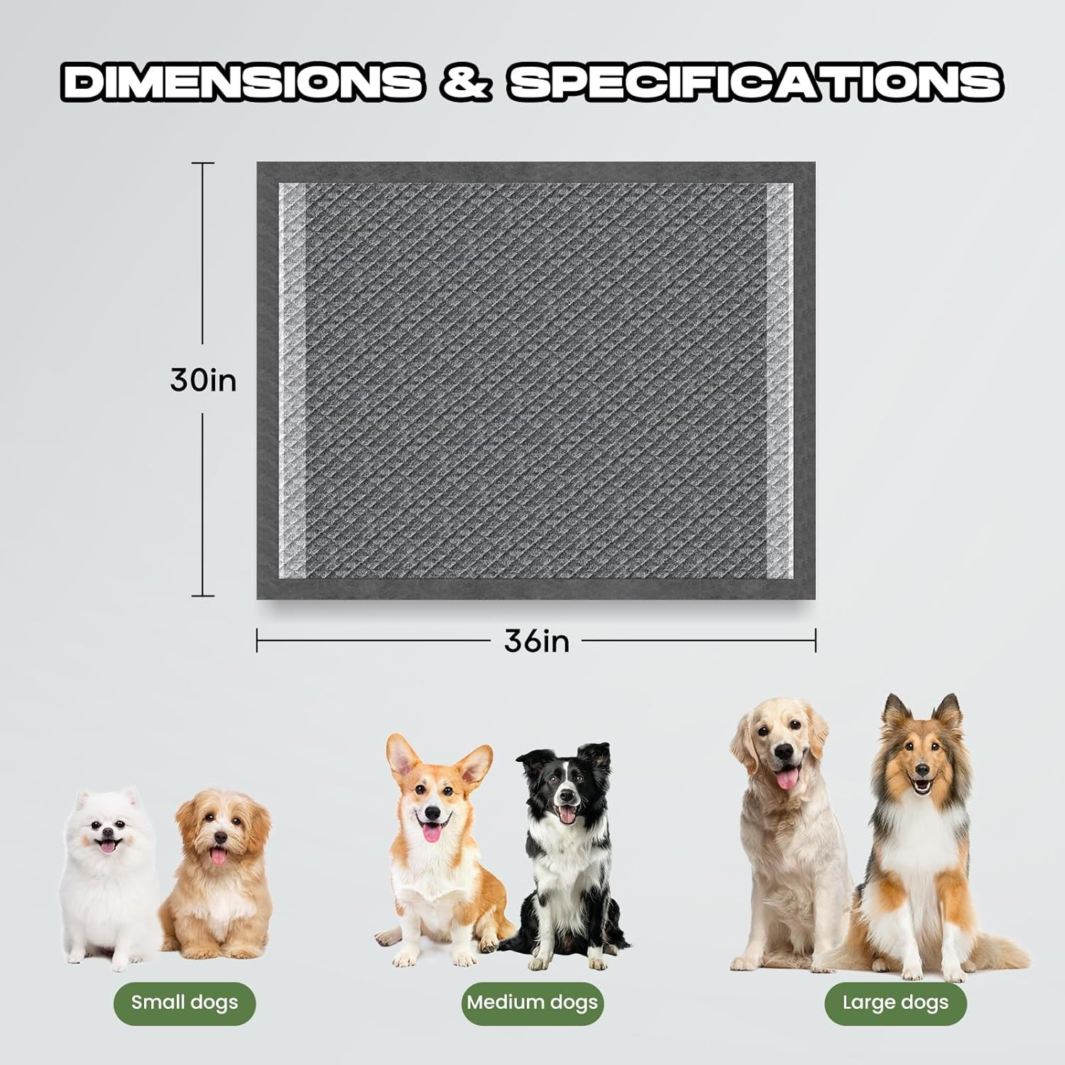 Dog Pee Pads for Dogs XXL 30″X36″ Charcoal Puppy Pads 50 Counts Extra Large Disp