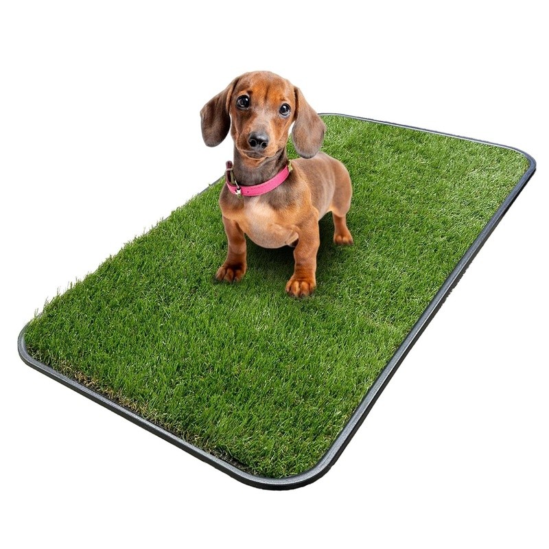 Dog Grass Pee Pad W/ Tray Indoor Training Washable Easy Clean Up Solution New