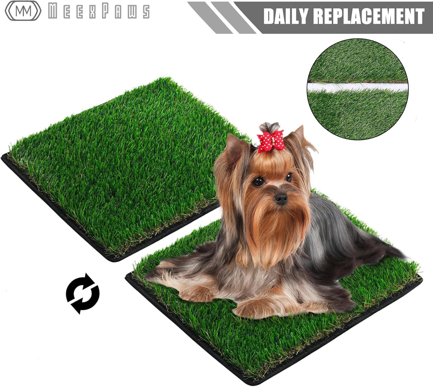 Dog Grass Pee Pads for Dogs with Tray | Extra Small 17 x 13 in for Puppy Less…