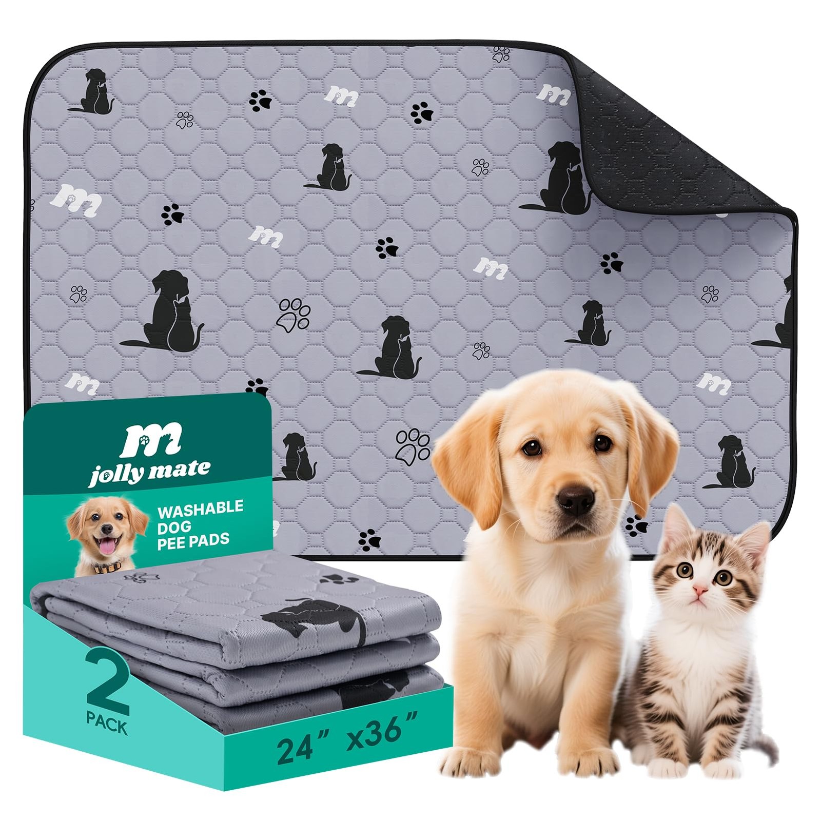 24″x36″ Washable Pee Pads for Dogs, Ultra-Absorbent and Leak-Proof Reusable P…