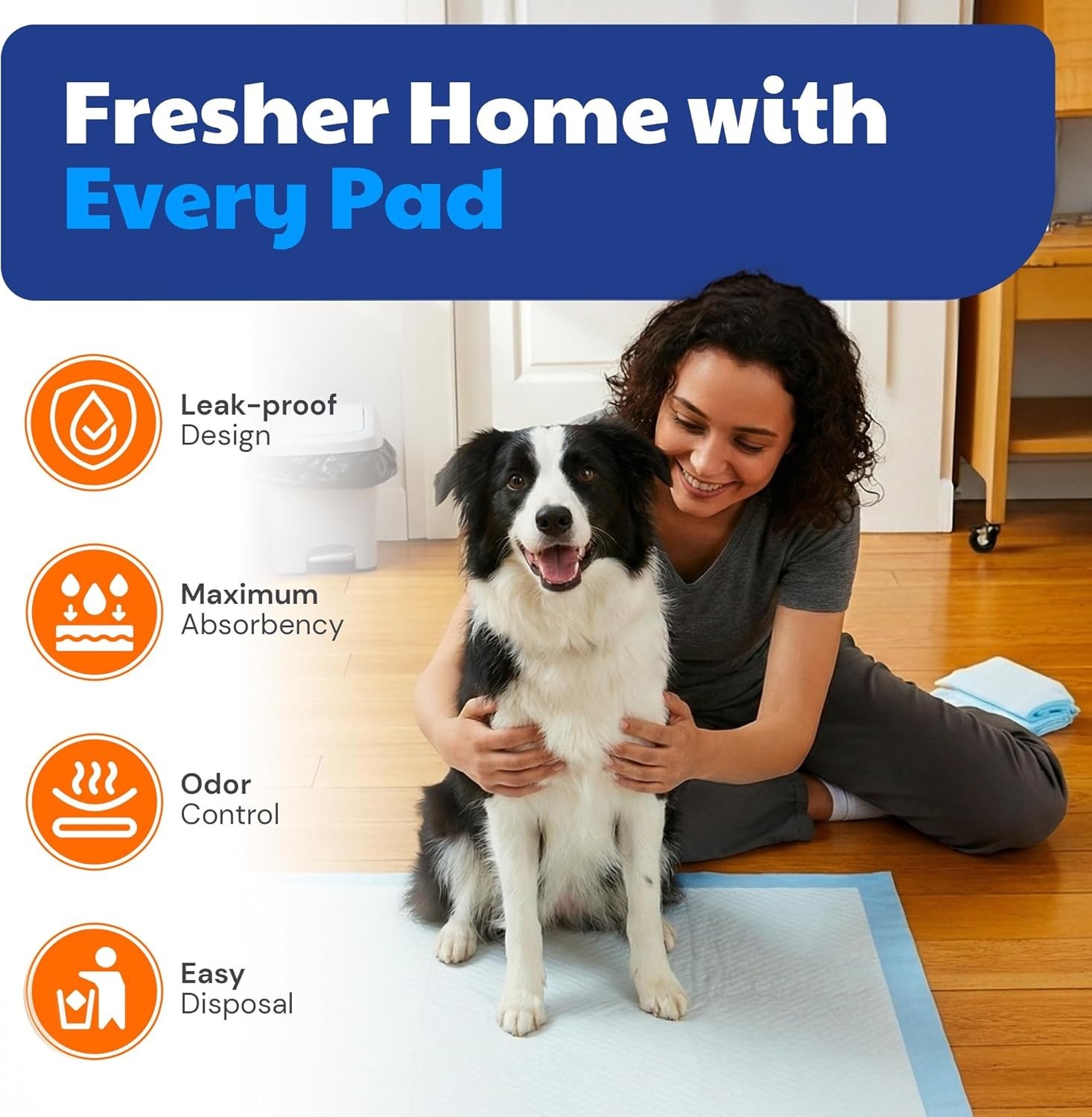 22×22 Dog Training Pads – Leak-Proof – Scented – 100 Pack