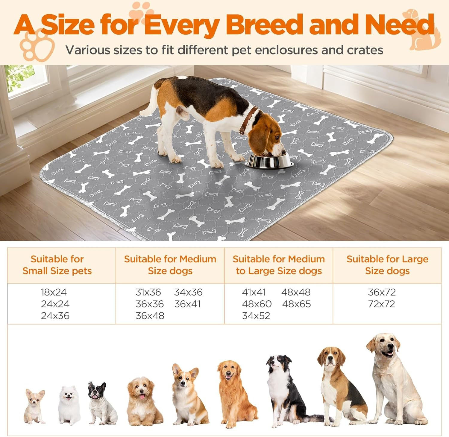 Washable Dog Pee Pads, 2 Pack, 18X24 Inches, Reusable and Waterproof