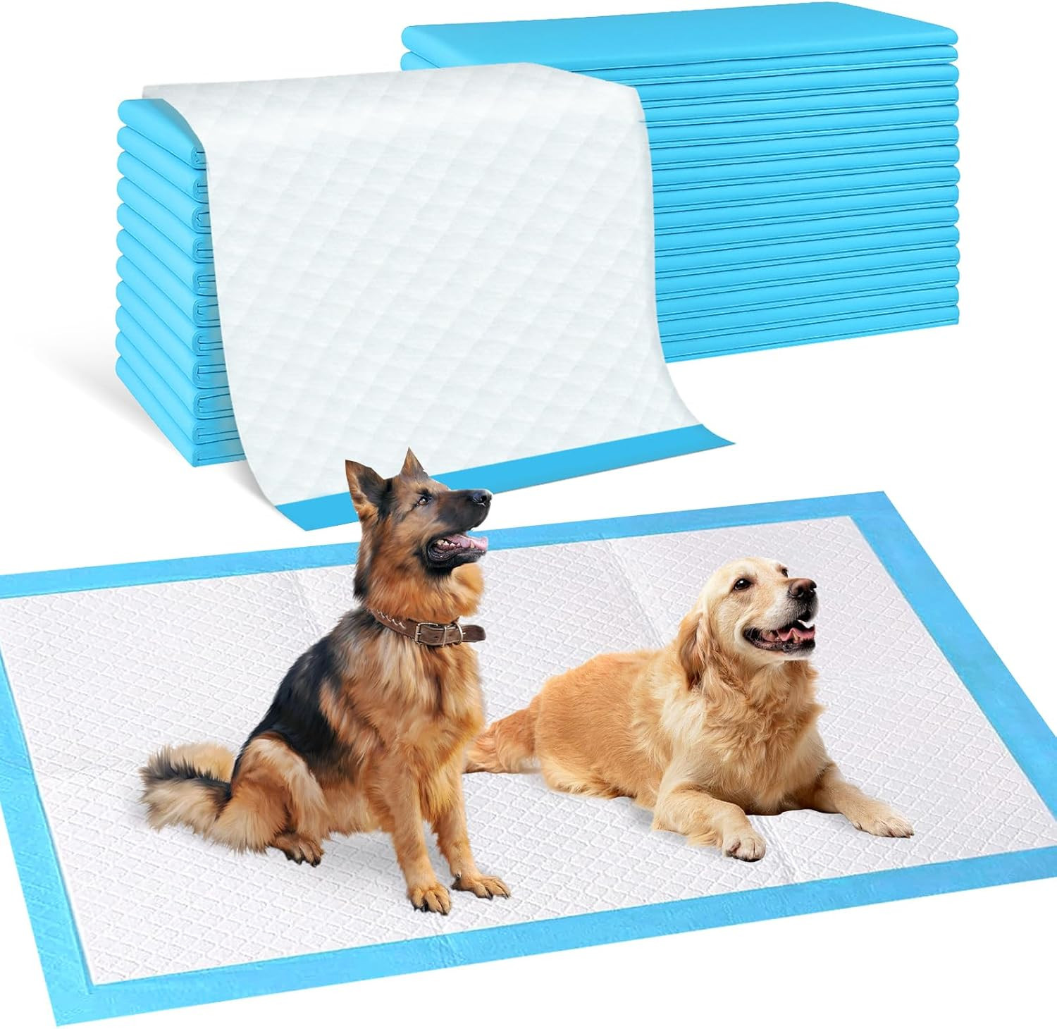 Pee Pads for Dogs & Cats, Extra Large 36″X51″, 40 Count, Blue, Polymer, Polyethy