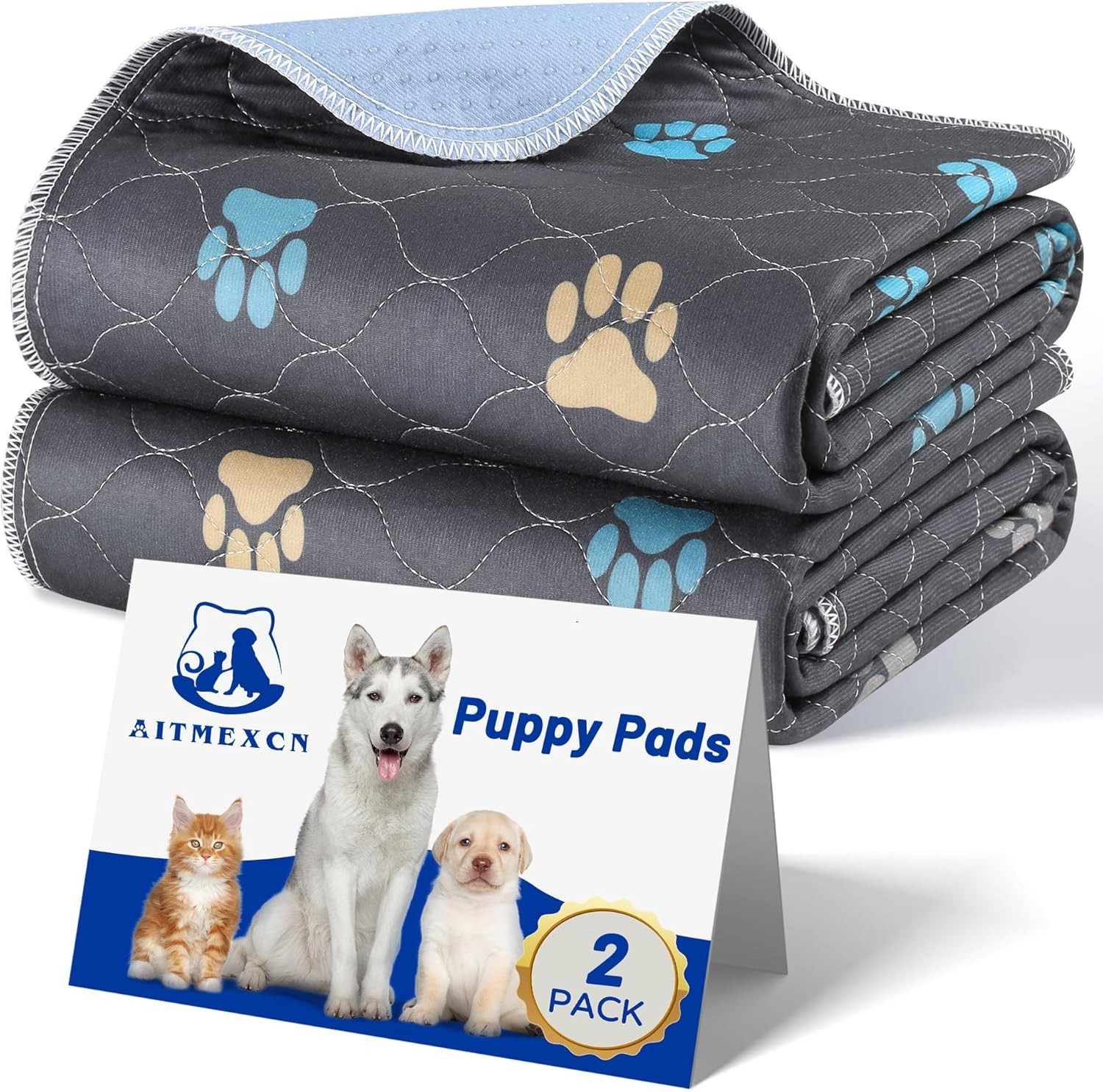 Washable Puppy Dog Pee Pad, 2PCS 100% Waterproof Whelping Training Mat for Puppy