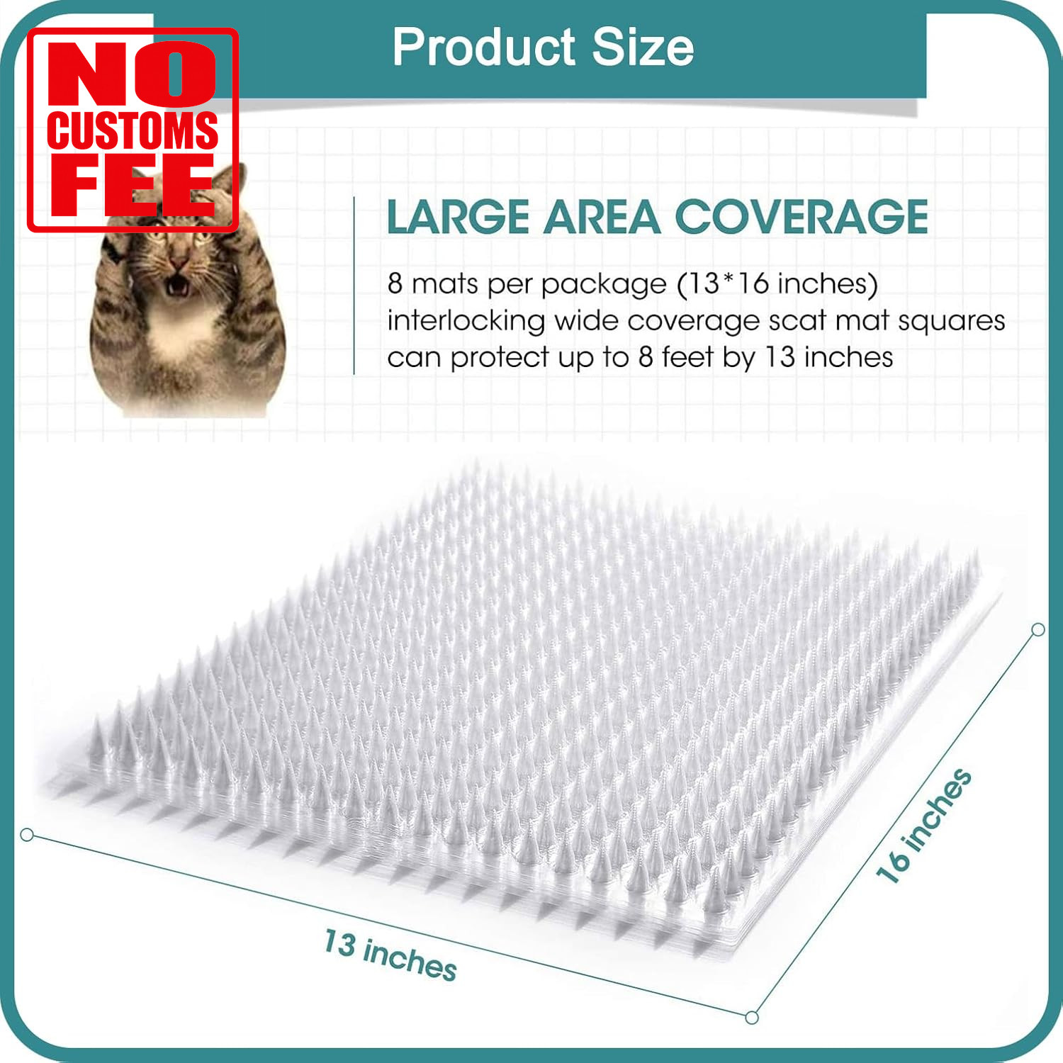 8 Pack Cat Deterrent Outdoor/Indoor Scat Mat, Pet Deterrent Training Mats, Keep