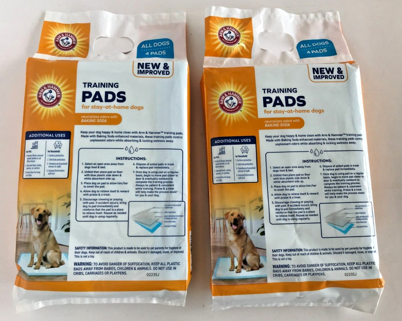 Arm & Hammer Training Pads For Dogs (2 packs of 4, 8 pads total) 22in X 22in