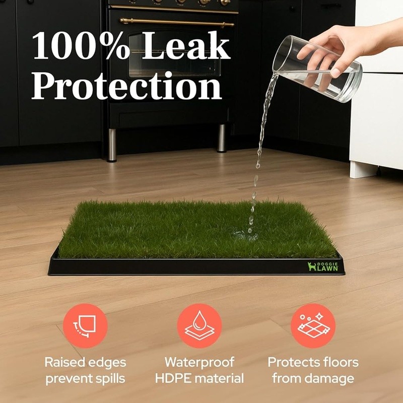 Leak-Proof Indoor Dog Toilet Tray Heavy-Duty HDPE Easy Clean Dog Potty Solution