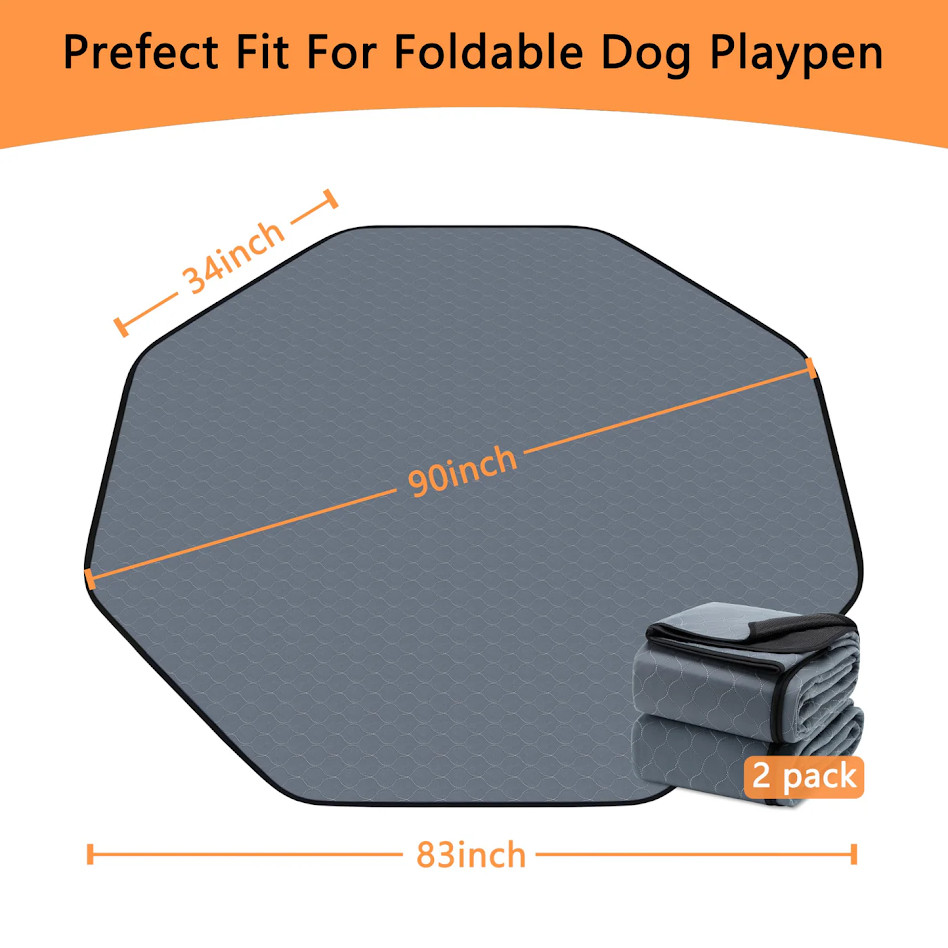 Washable Dog Pee Pads Octagon 83″ 2 Pack for 24″ 8-Panel Playpen