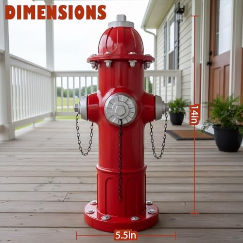 Elenon Garden Fire Hydrant Outdoor Statue Decorative for Dog to Peed on, Red