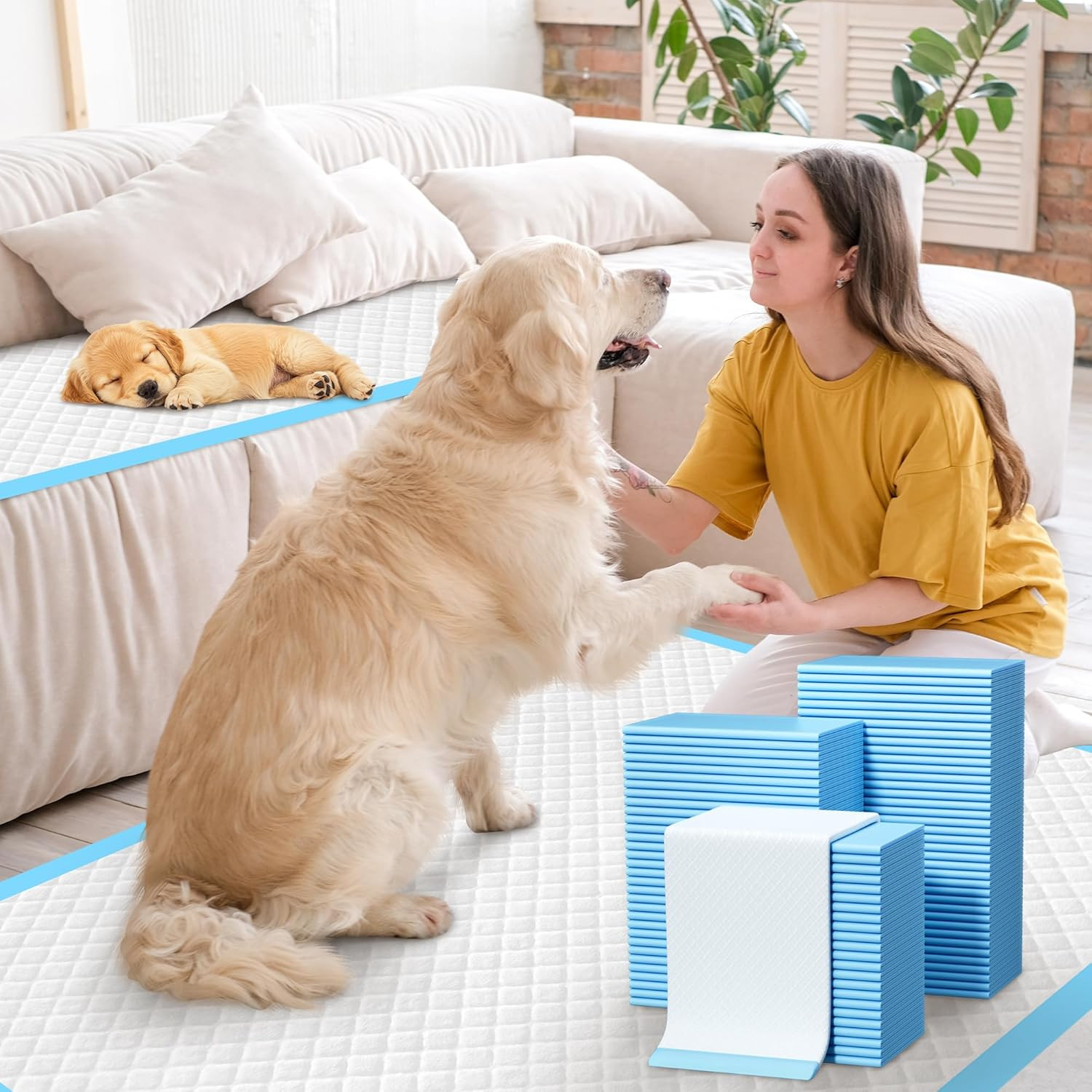 60 Count Extra Large Dog Pee Pads 28″ X 34″, Super Absorbent X-Large Puppy Pads