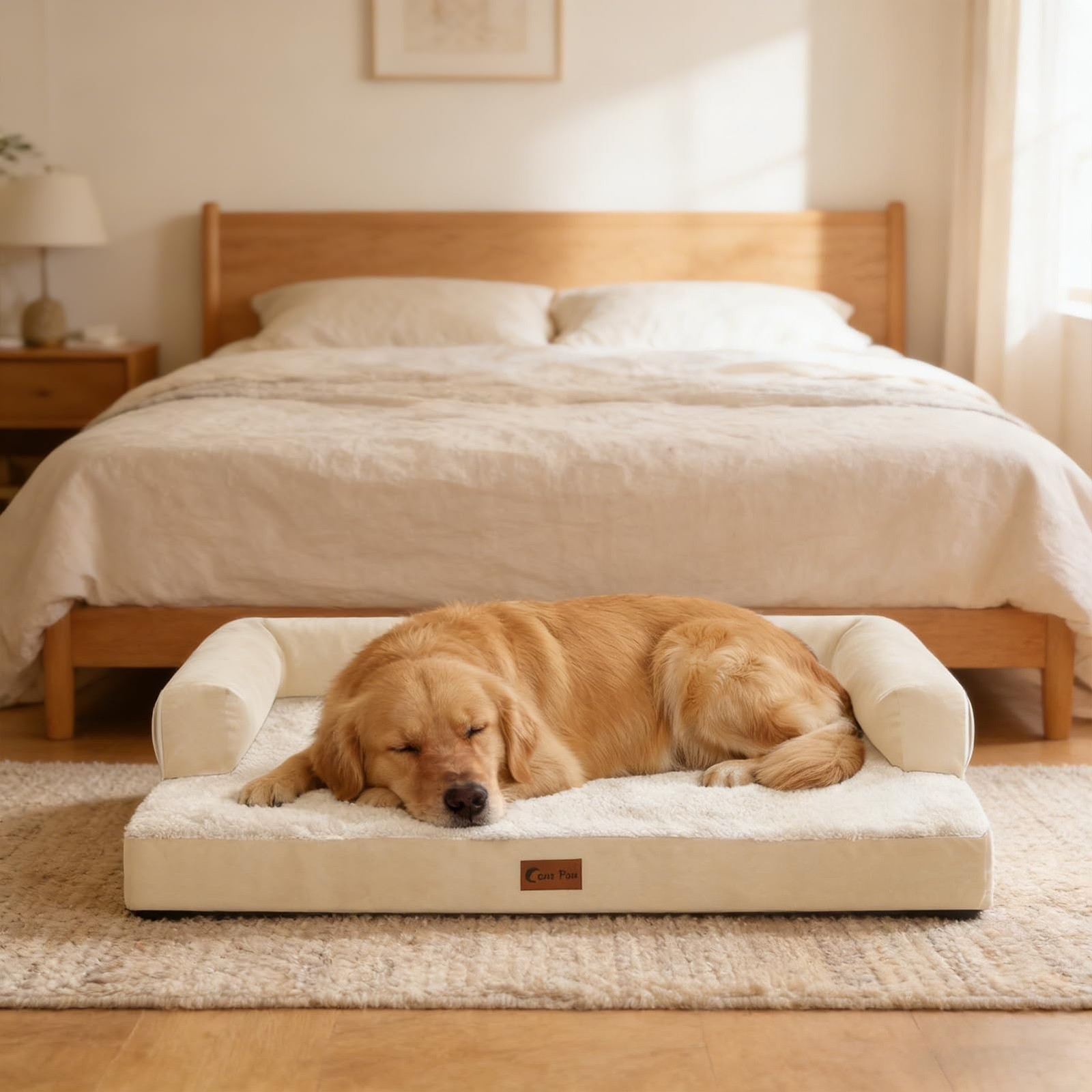 Orthopedic Dog Bed 35x22in Beige, Waterproof & Washable | Orthopedic support,…